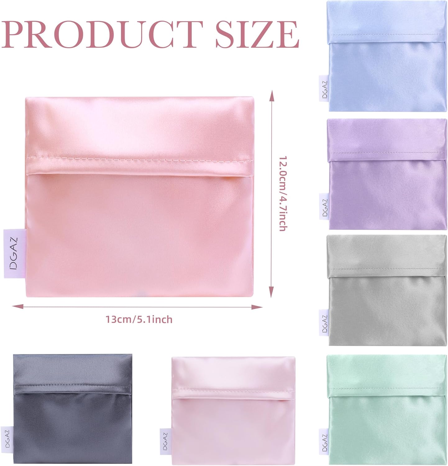 DGAZ Silk Sanitary Napkin Storage Bag, Period Bags for Teen Aged Girls, Portable for Panty Liners/Menstrual Cup/Small Tampons，Mini Makeup Bags for Purse(Bubblegum)