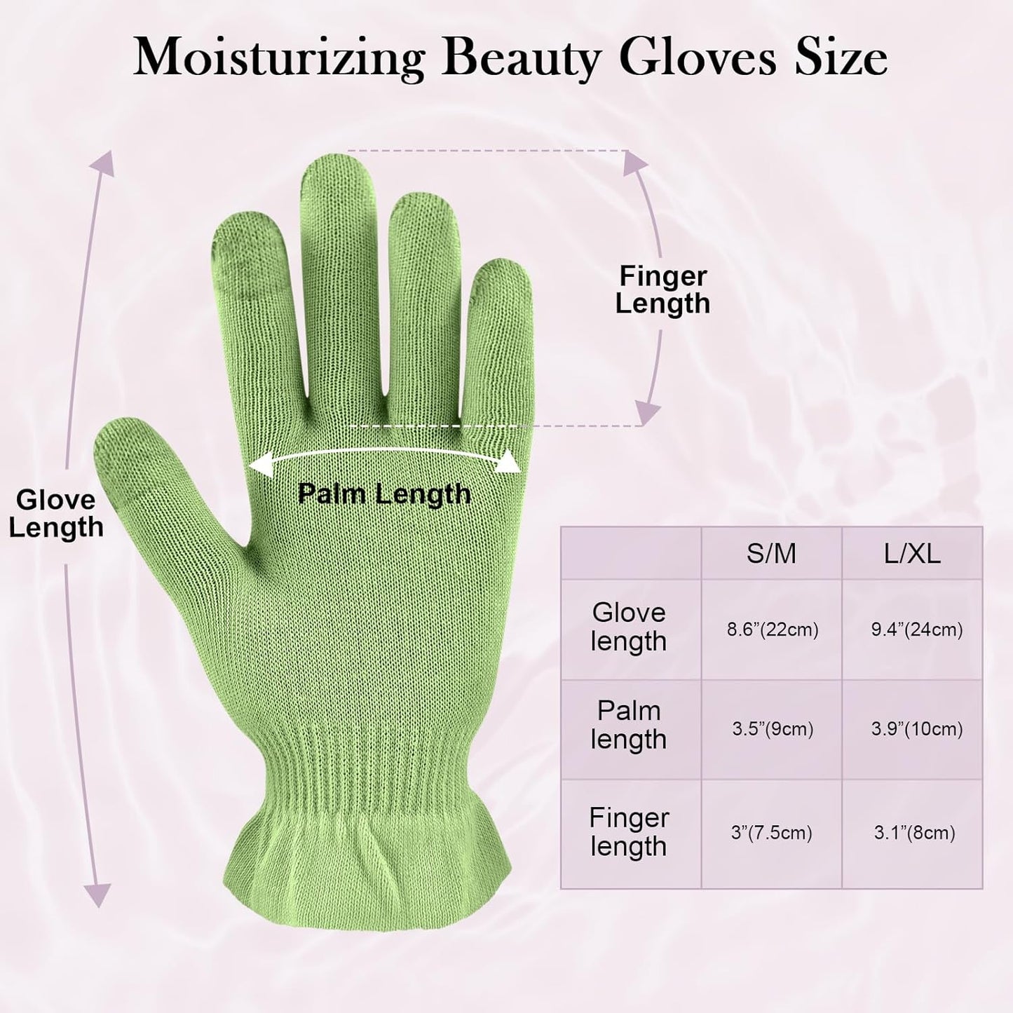 MIG4U Moisturizing Beauty Gloves Touchscreen Overnight Sleeping Glove for Women Dry Hands, Nighttime Lotion, Eczema, SPA, Cosmetic Treatment, Apple Green 3 Pairs Size S/M