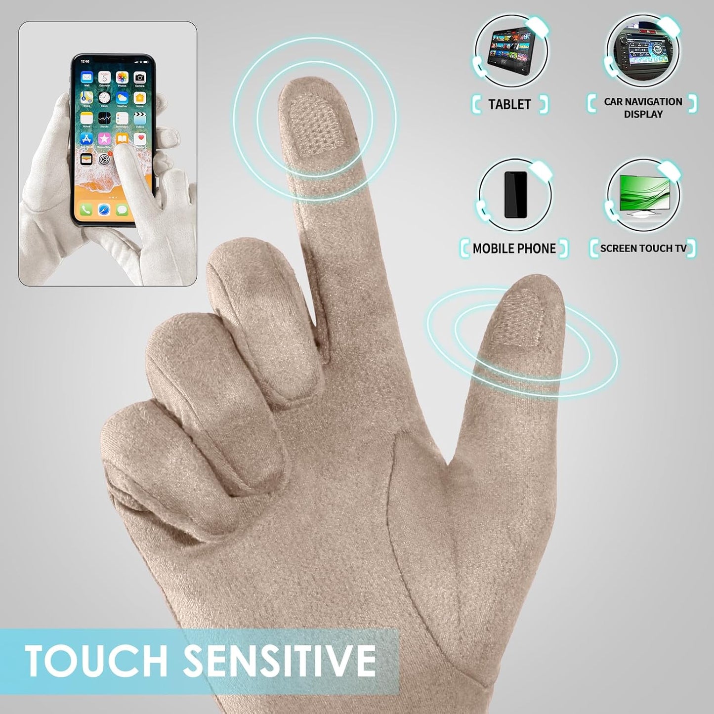 Achiou Women Winter Touchscreen Gloves Soft Comfortable Thermal Elastic Stretch Texting Glove for Traveling, Cycling, Running