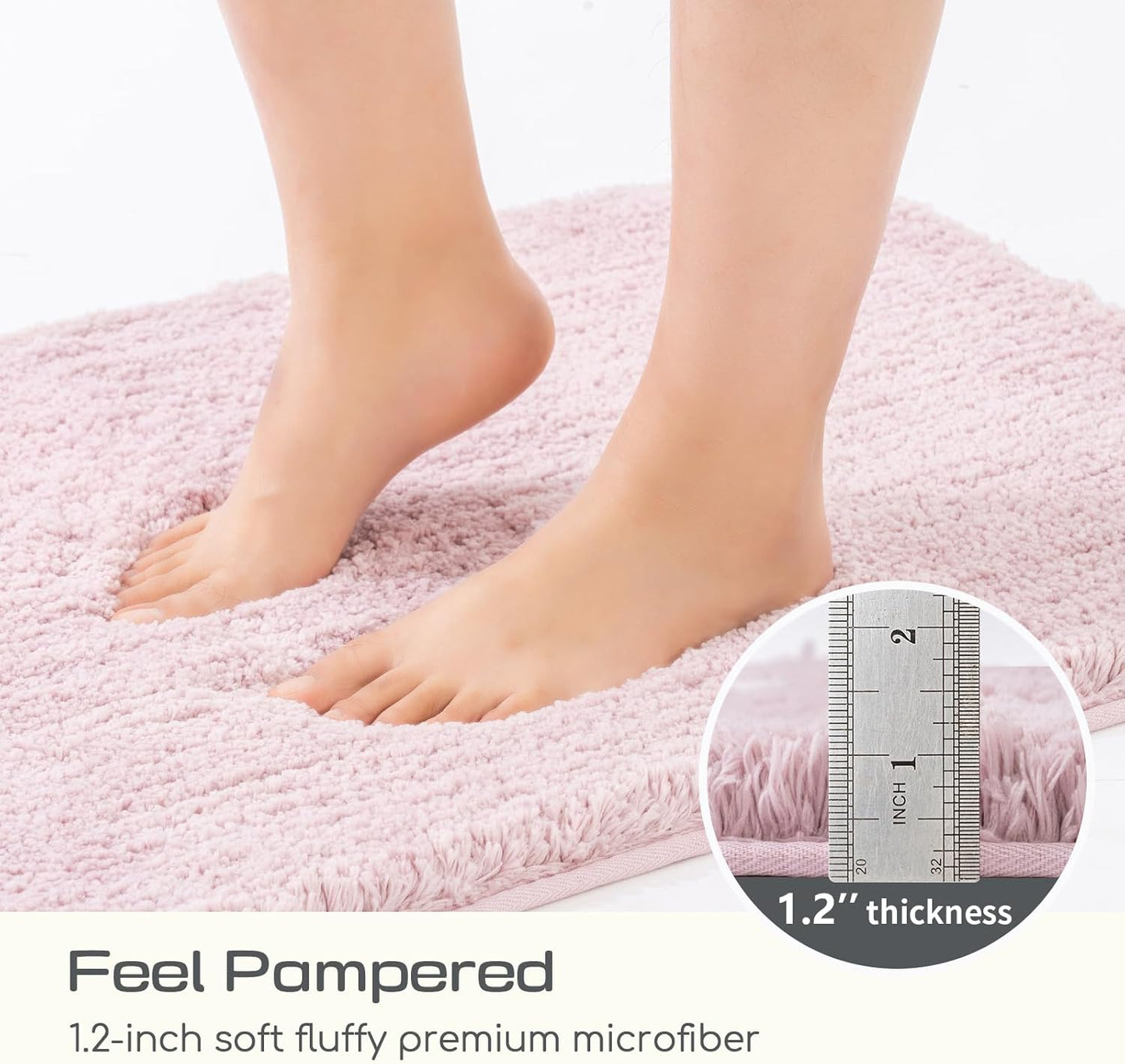 ROSMARUS Shaggy Non Slip Bath Mat 24" X 36", Soft Shower Mat for Floor & Tub, Fluffy Plush Bathroom Rug Machine Washable, Mauve Pink