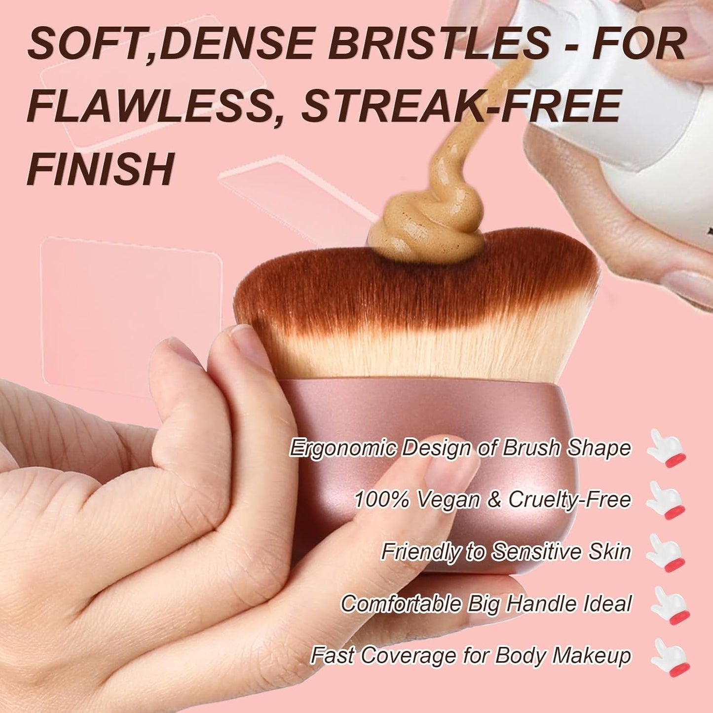 Extra Large Body Makeup Brush for Self Tanner,75mm Wide-headed Body Coverage Applicator for Tattoo Cover up Makeup, Oval Face Leg Makeup &Body Bronzer Brush,Kabuki Blending Brush for Tanning Lotion