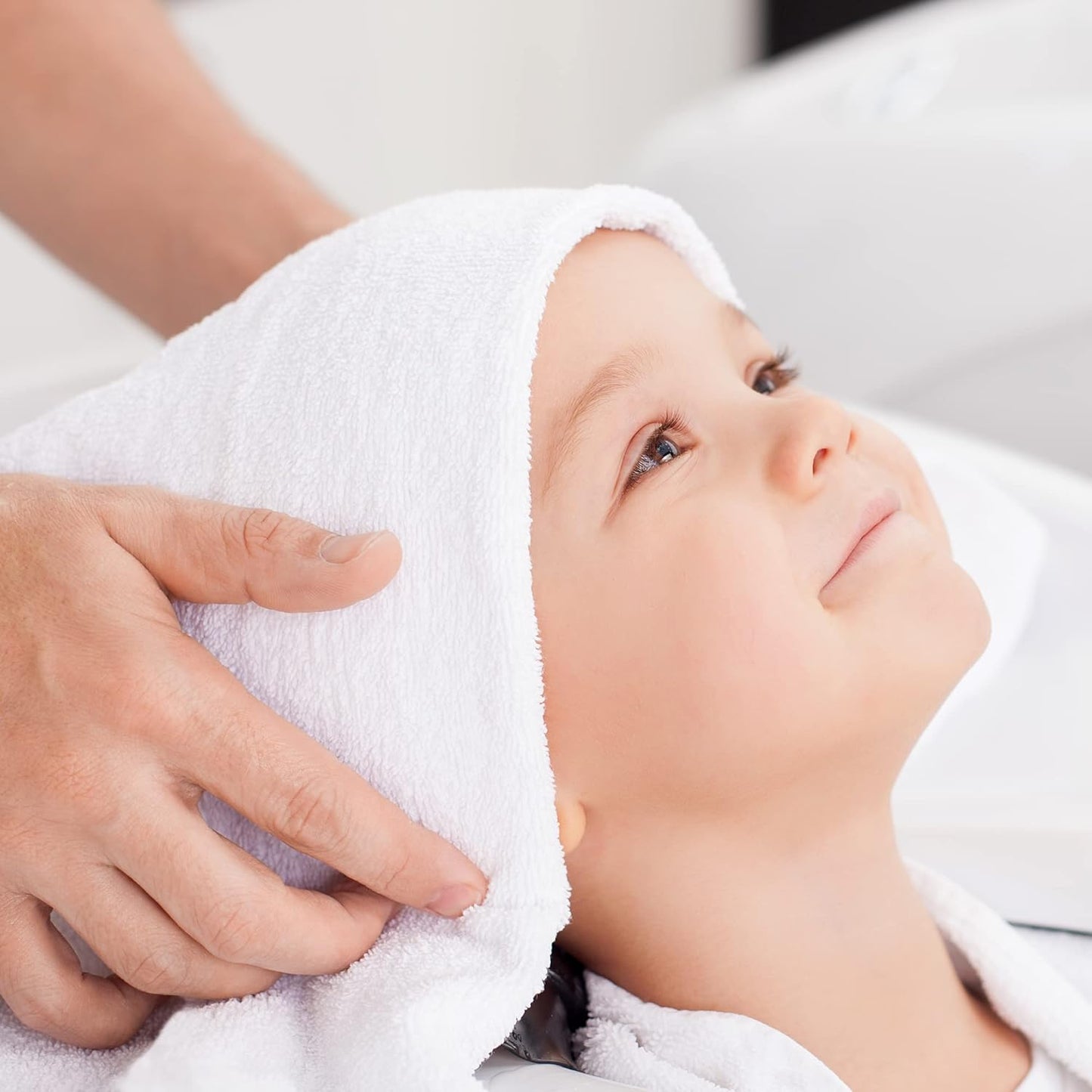 TASALON Microfiber Hair Towel for Salon - 10 Pack - 29 x 16 Inches, Quick Dry and Ultra-Soft Facial Towels with Soft Absorbant - White