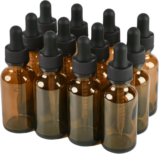 12 Pcs, 1oz Amber Glass Eye Dropper Bottle, Tincture Bottles with Leak-Proof Design, Stronger Suction, for All Kinds of Mixed Liquids
