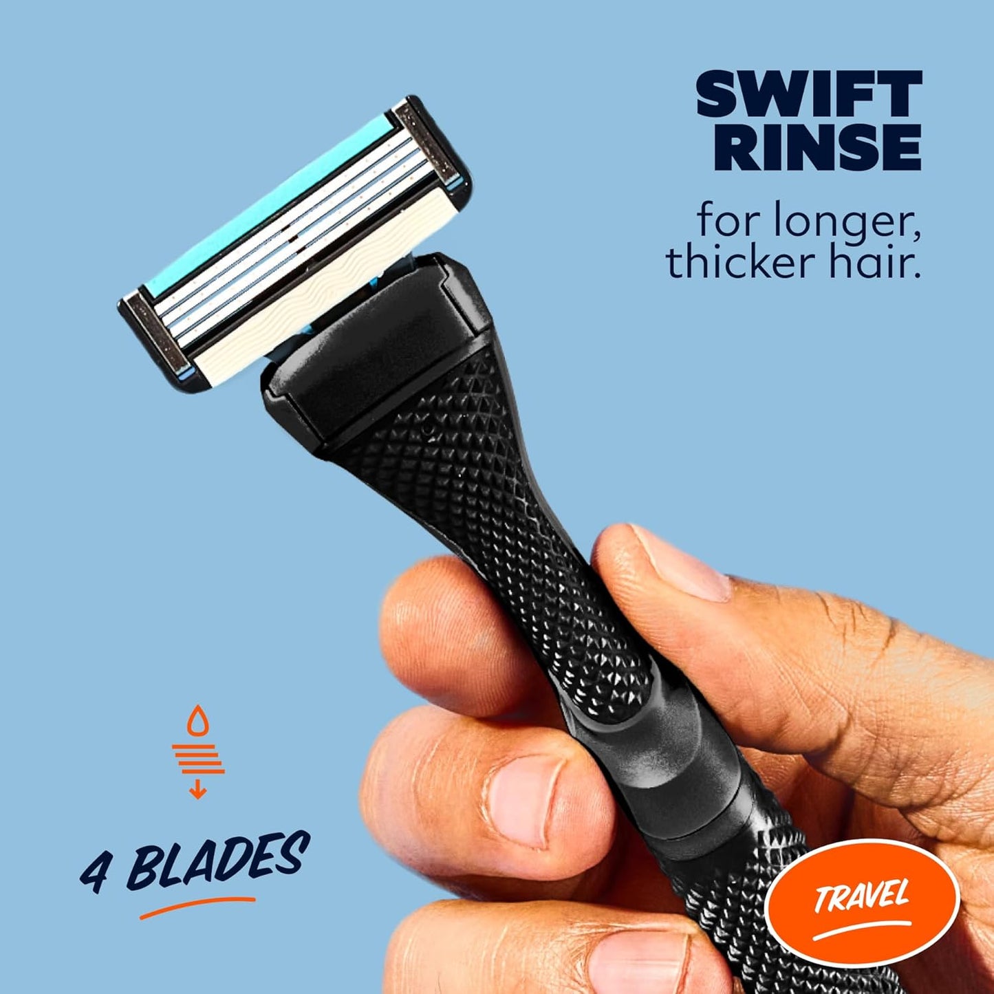 Dollar Shave Club | Travel Shave Set | 4 Swift Rinse Refill Cartridges, 1 Handle, 1 Razor Cover