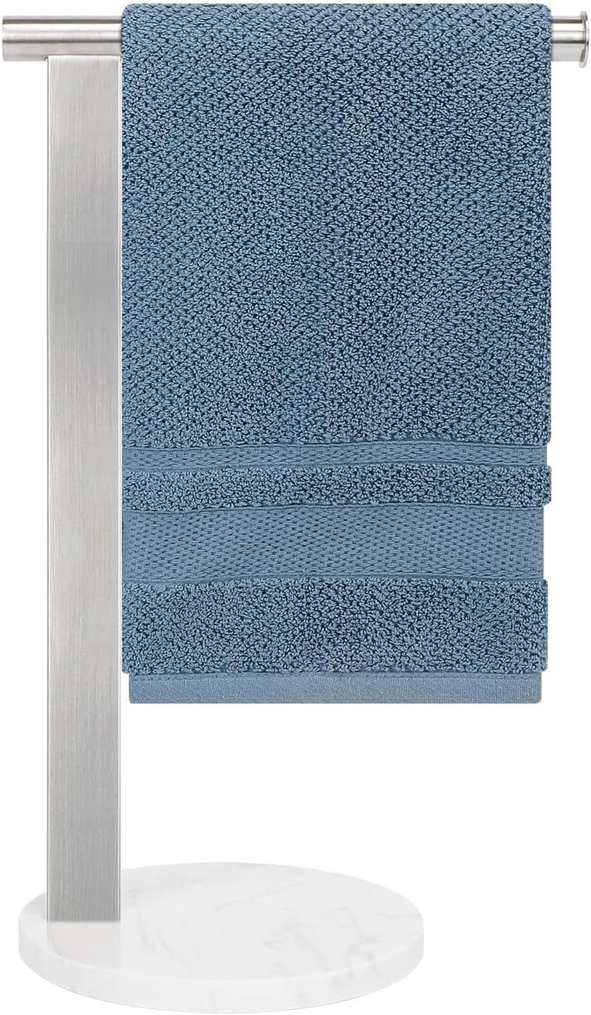 Stainless Steel L-Shaped Hand Towel Holder, SUS304 Bathroom Towel Rack with Thickened Base for Countertop Vanity (Brush Nickel)