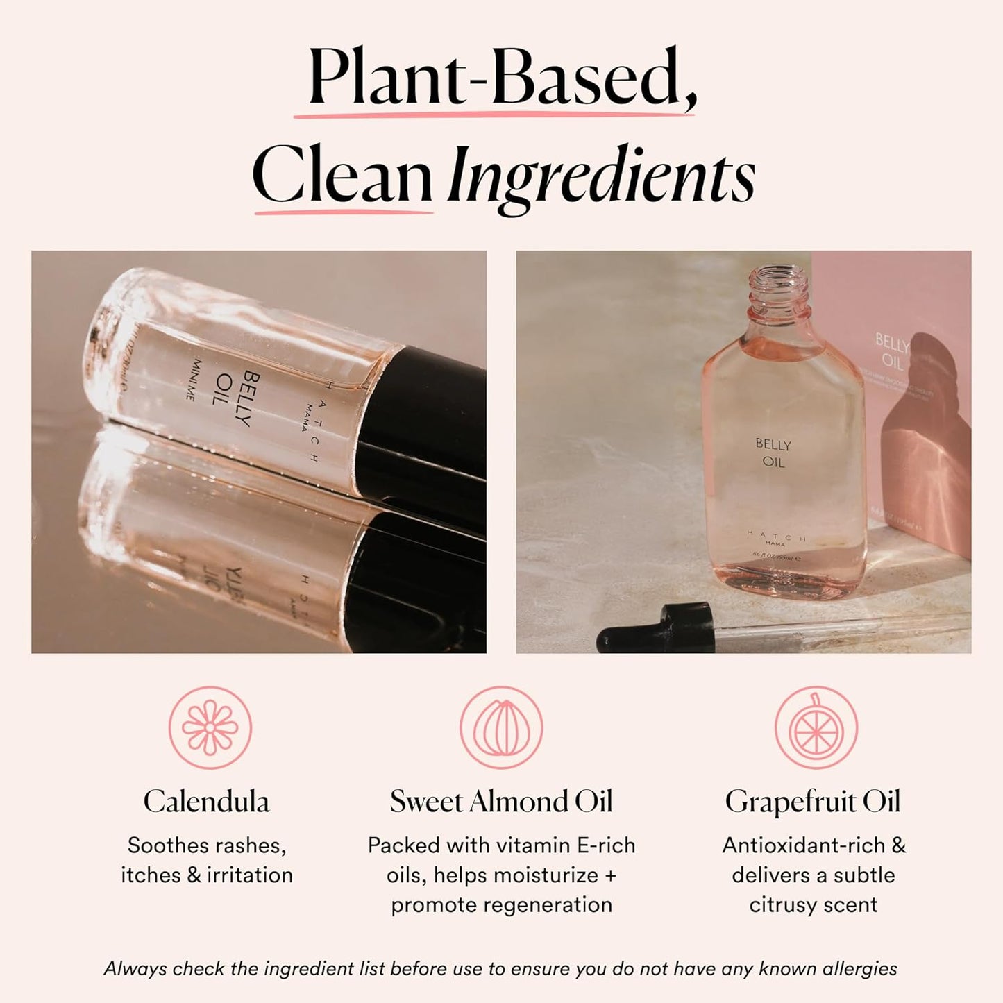 HATCH Belly Oil, Pregnancy & Postpartum Skincare for Stretch Marks, Quick-Drying for Full Body & Soothes Irritation, Plus Vegan, Clean & Plant-Based, 6.7 Fl Oz