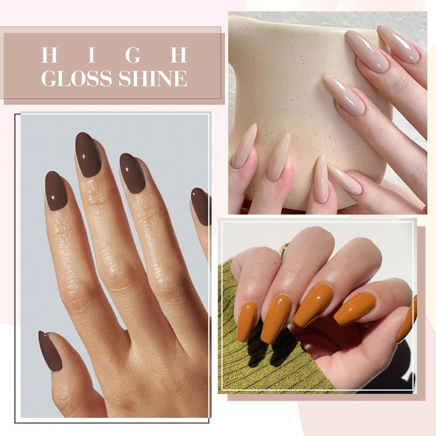 CANNI 6 Colors 9 ML Hema-Free Brown Gel Nail Polish Set, Dark Chocolate Brown Gel Polish Kit Fall Light Colors, Soak Off LED Nail Gel Manicure Kit DIY at Home Salon Gifts