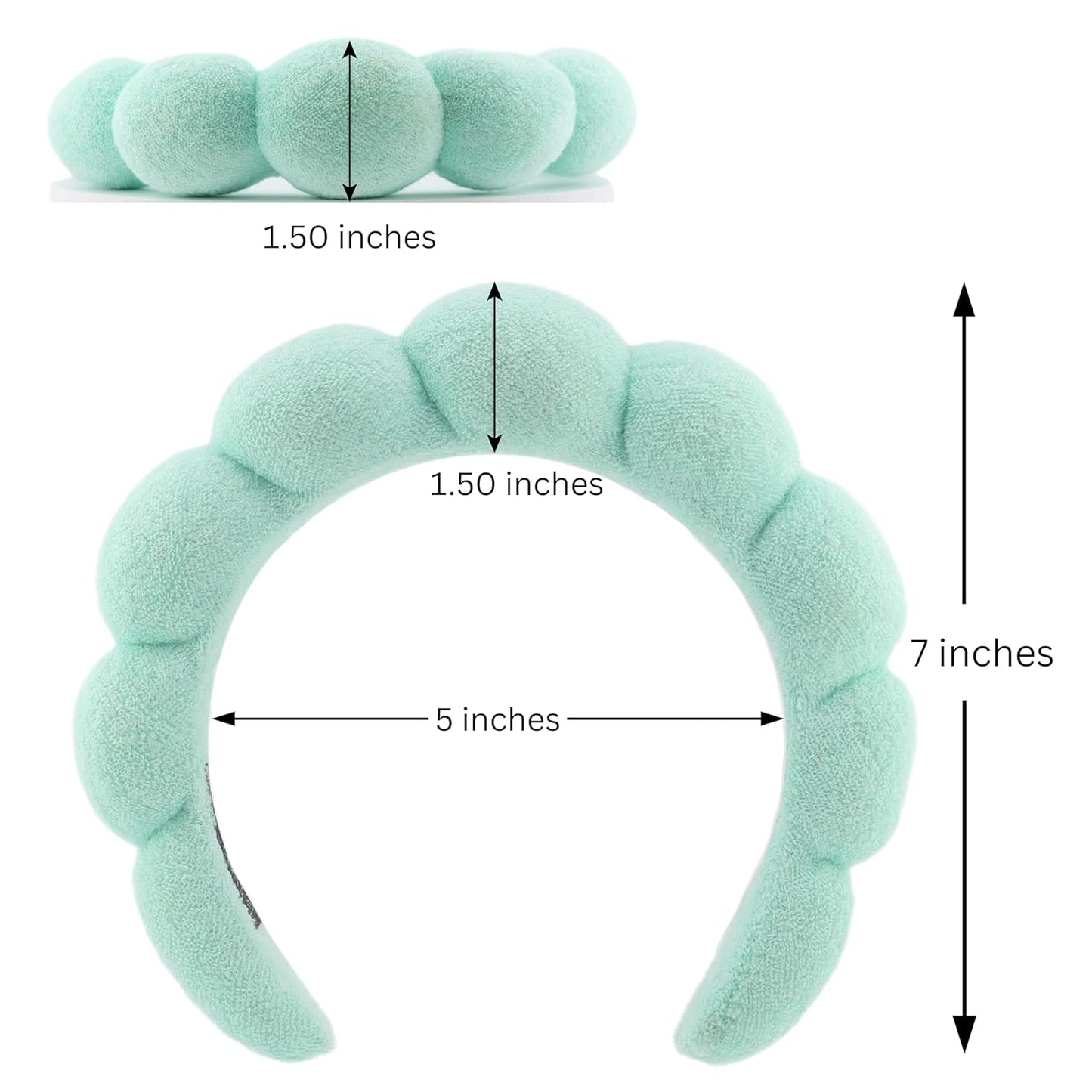 Skincare Headband - Hair Band for Washing Face & Makeup Headband for Women - Terry Cloth Hairband for Spa & Skincare Routines - Perfect for Face Wash & Makeup Application (Light Turquoise)