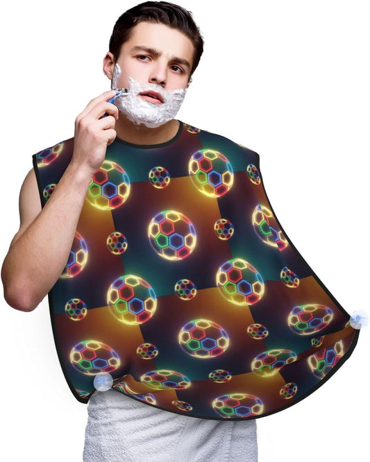 Ultimate Shaving Bib, Beard Trimming Apron with Hair Catcher, Football Ball Fire Soccer