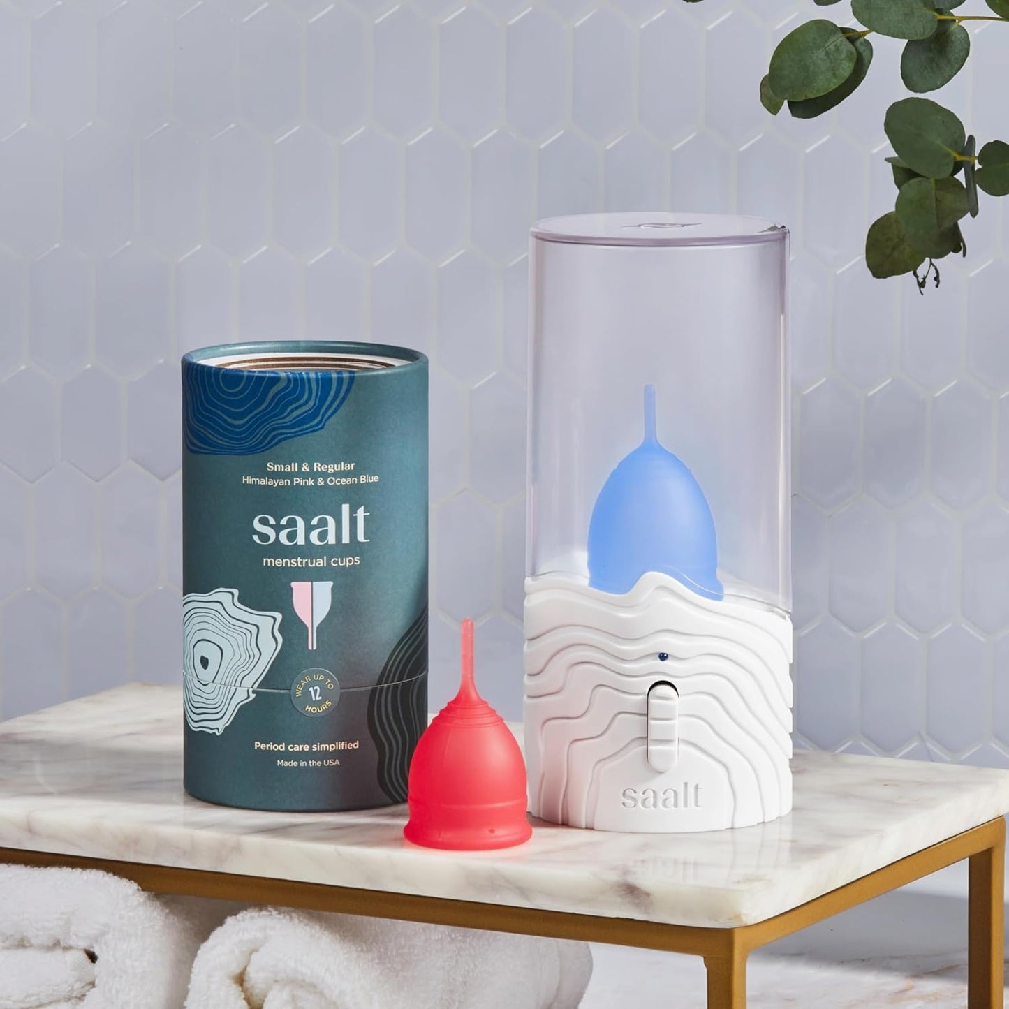 Saalt Menstrual Cup Steamer - Period Cup & Disc Sanitizer - Hands-Free Steam Sanitizer- No-Boil Design with Removable Power Cord - Compact & Portable - Rose Quartz