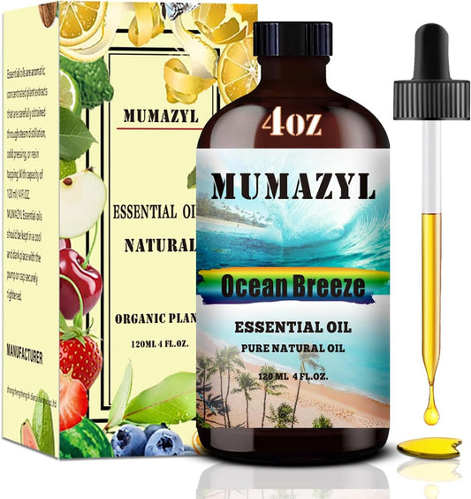 Ocean Breeze Essential Oil, Ocean Breeze Oil 4 Fl Oz 120ML for Diffuser Humidifier Yoga Cleaning DIY Candle Soap Making Fragrance Oils