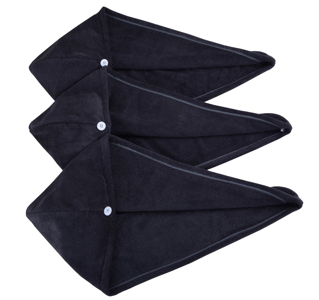 HOPESHINE Women's Soft Shower Hair Towel Twist Hair Turban Wrap Drying Cap Great Gift for Women (Dark Grey 3-Pack)