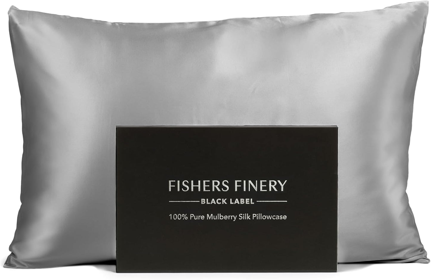 Fishers Finery 30mm 100% Pure Mulberry Silk Pillowcase, Quality Tested (Silver, Queen)