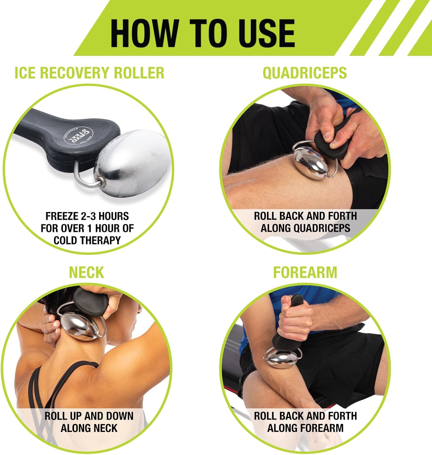 Pro-Tec Athletics Rollers, RM Extreme, RM Extreme Mini Roller, Cryosteel Ice Roller, Portable Roller, Deep Tissue Massage, Muscle Relief, Hamstring, Quadriceps, Multi-Directional, Enhance Performance