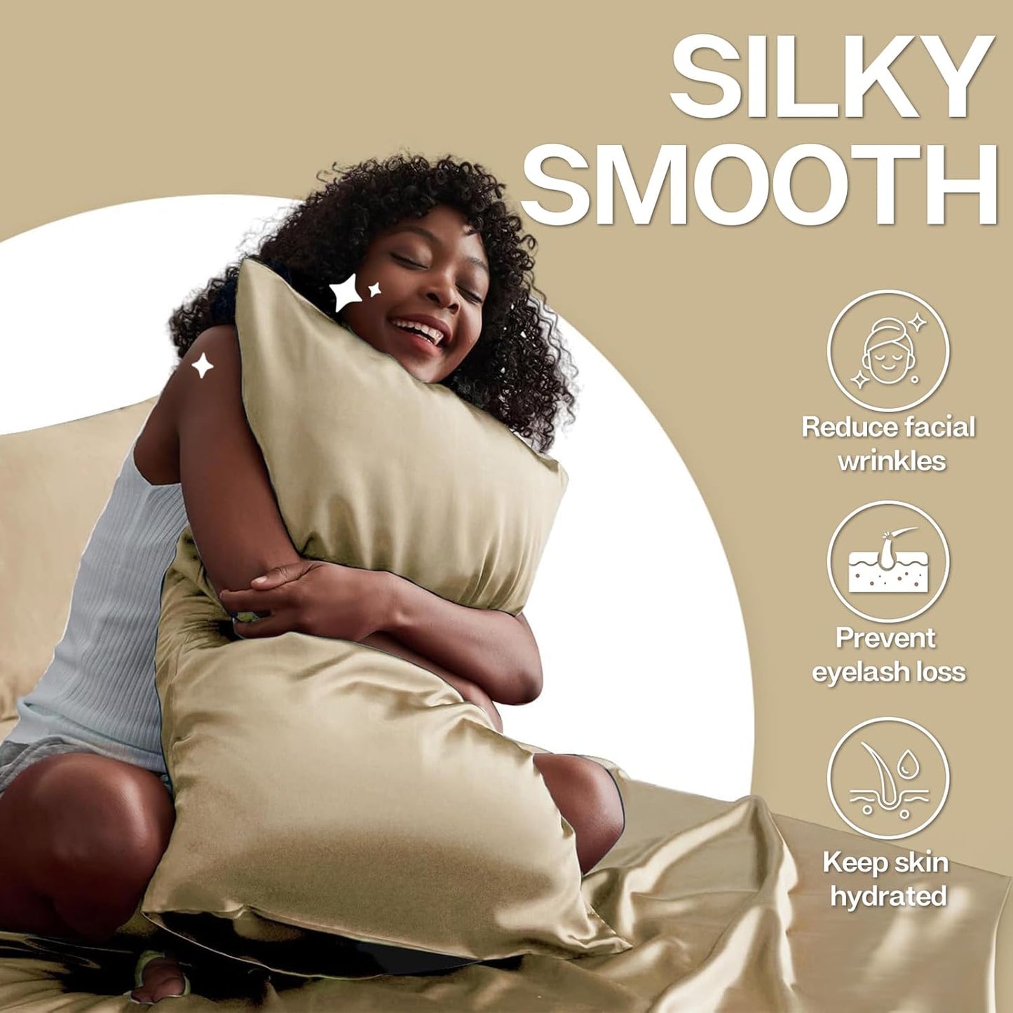 MR&HM Satin Pillowcase for Hair and Skin, Silk Satin Pillowcase 2 Pack, King Size Pillow Cases Set of 2, Silky Pillow Cover with Envelope Closure (20x36, Taupe)