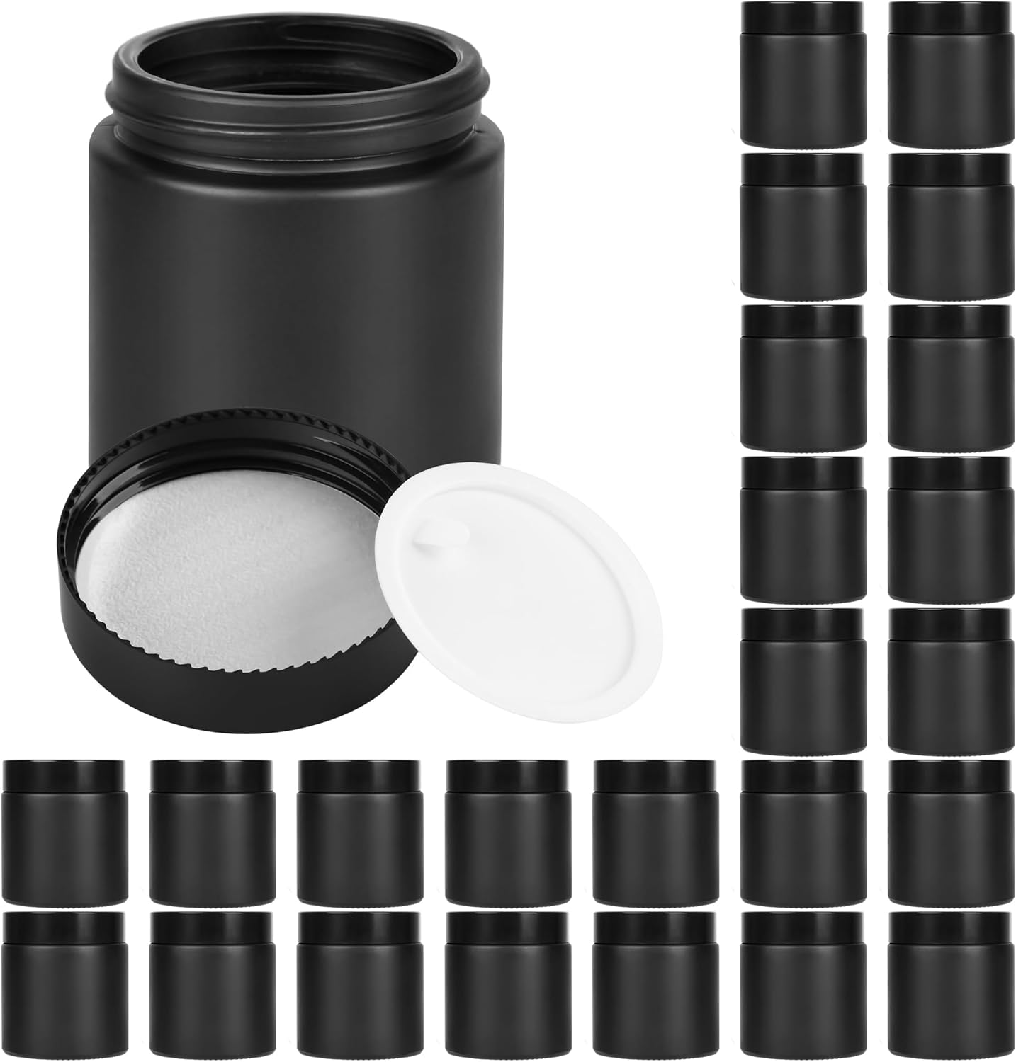 Glass Jars with Lids,Eco-Friendly Cosmetic Containers with Airtight Black Lids & Liners, Multi-Color Options for Cream, Lotion, Body Butter, DIY Skincare Travel Jars (Frosted Black, 4oz)