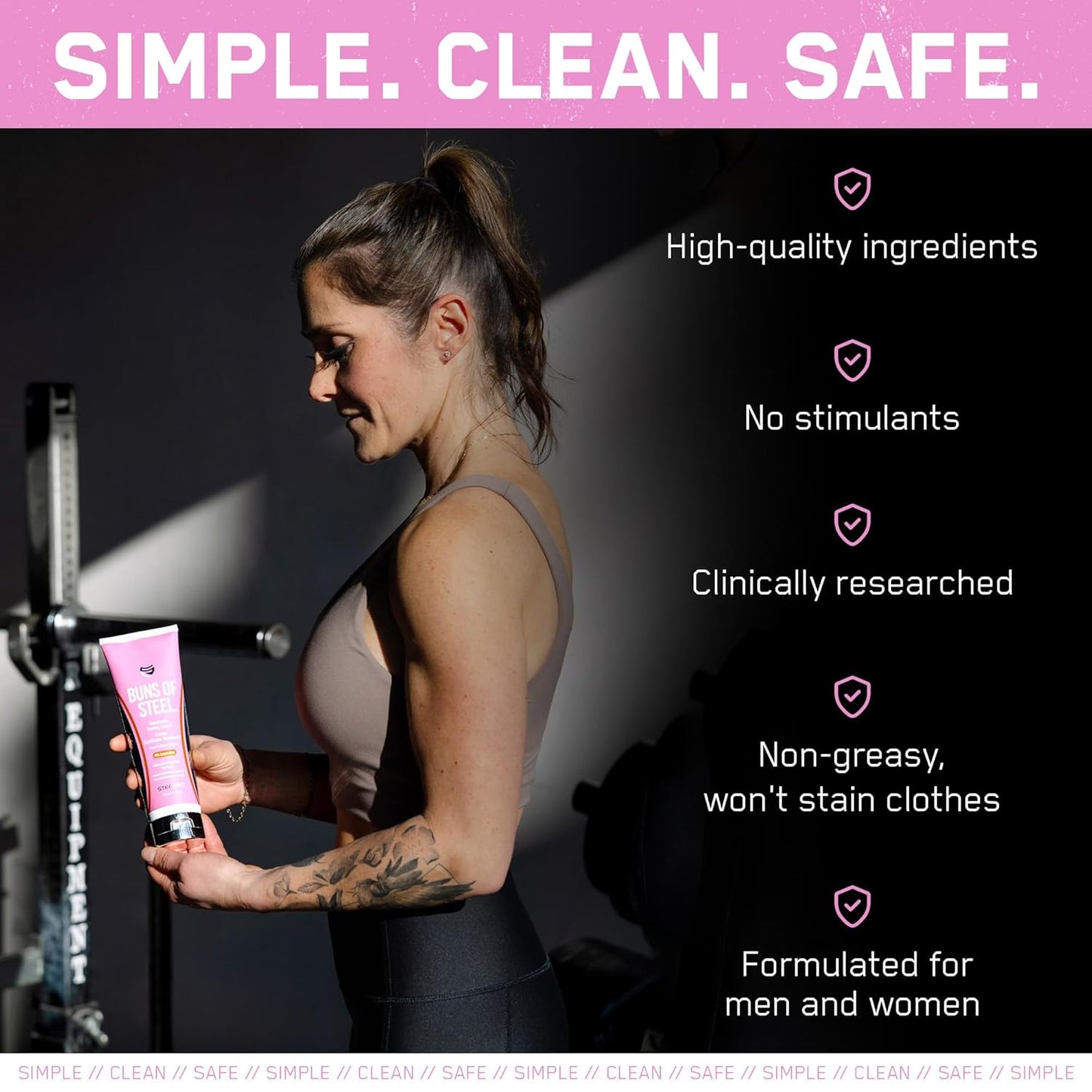 SteelFit Maximum Toning Cellulite Cream, Buns of Steel - Skin Firming & Tightening Body Lotion with Caffeine for Stretch Marks - Anti-Cellulite Remover Treatment for Booty, Thighs, Legs & Glutes