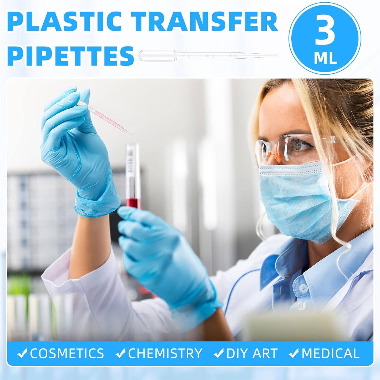 Buryeah 1000 Pcs Plastic Pipettes Droppers 3ml Disposable Transfer Pipettes Eye Dropper Small Graduated transfers Dropper for Science Laboratory, DIY Art, Essential Oils Makeup