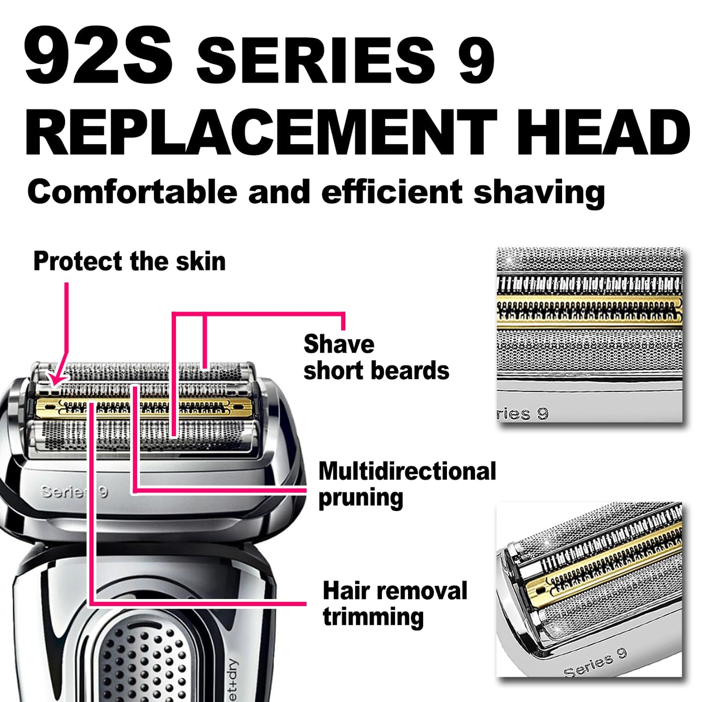 NEW Series 9 92S Braun Electric Shaver Replacement Head for Men Razor Shaving Blades Compatible with 92S Braun Replacement Electric Shaver Heads 9290cc 9291cc 9370cc 9293s 9385cc 9390cc 9330s 9296cc