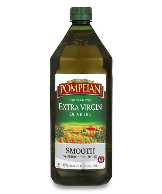 Pompeian Smooth Extra Virgin Olive Oil, Contains Polyphenols, First Cold Pressed, 48 Fl Oz