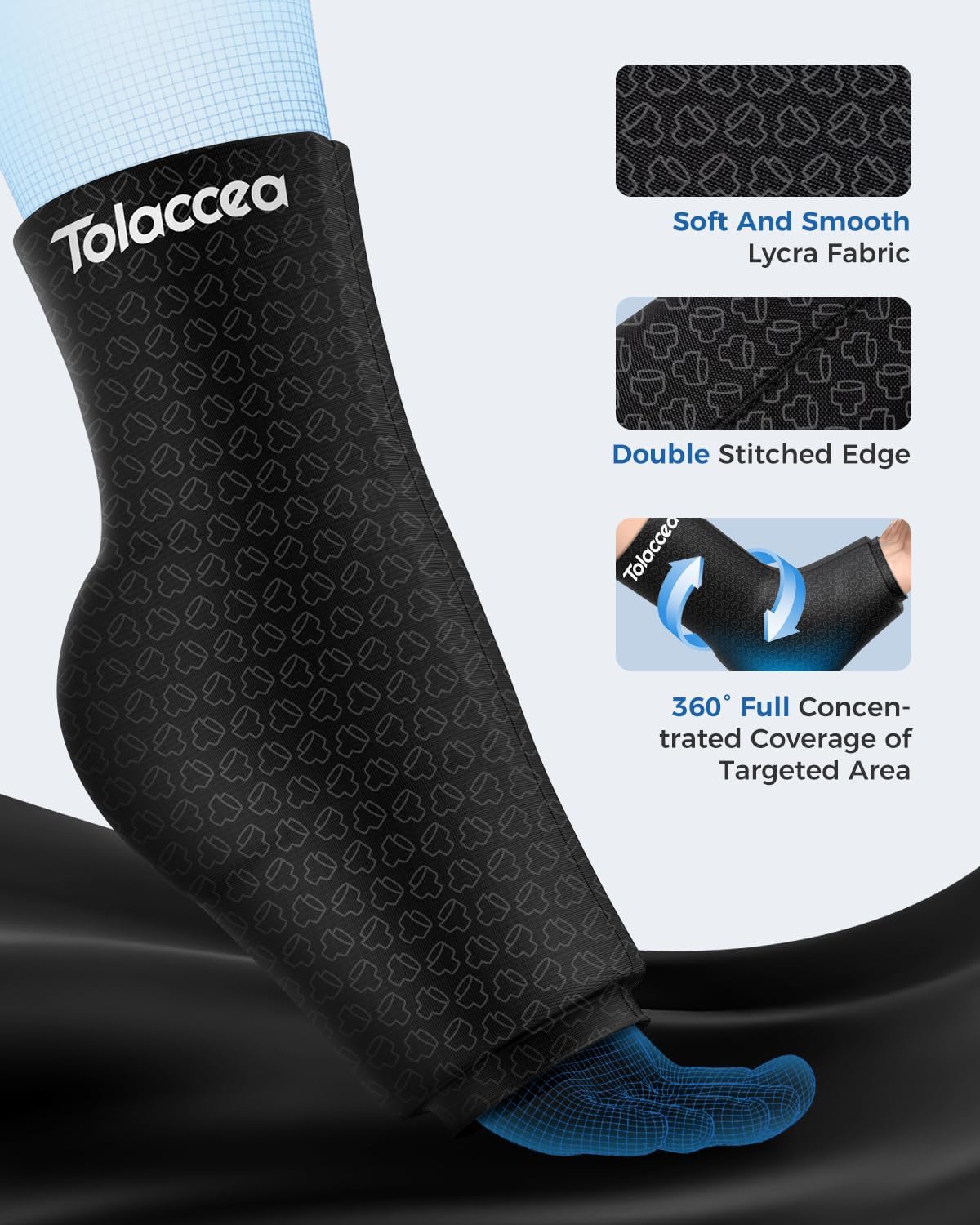 Tolaccea Ankle Ice Pack Wrap PRO for Injuries, Foot Ice Pack for Hot and Cold Therapy, Flexible Cold Pack for Plantar Fasciitis,Swelling,Sprained, ColdFocus for More Cooling Large (Pack of 1)