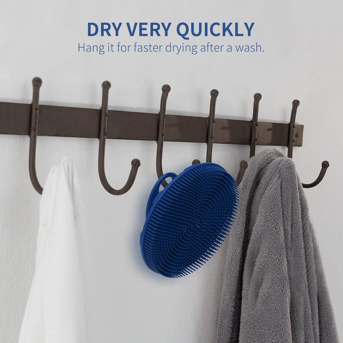 Silicone Body Scrubber, BEAUTAIL Shower Bath Scrubber, More Hygienic Than Traditional Loofah, Lather Nicely, Long Lasting, Gentle Exfoliating Brush for Women Men Baby Sensitive Skin, 1 Pack, Blue