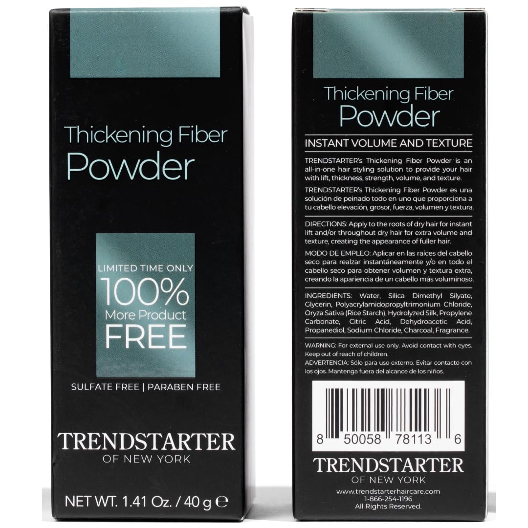 TRENDSTARTER - THICKENING FIBER POWDER (40g) - Natural Matte Finish Hair Styling Powder for All Hair Colors - Instant Thickness, Volume, & Texture - Oil Eliminating Lightweight Formula