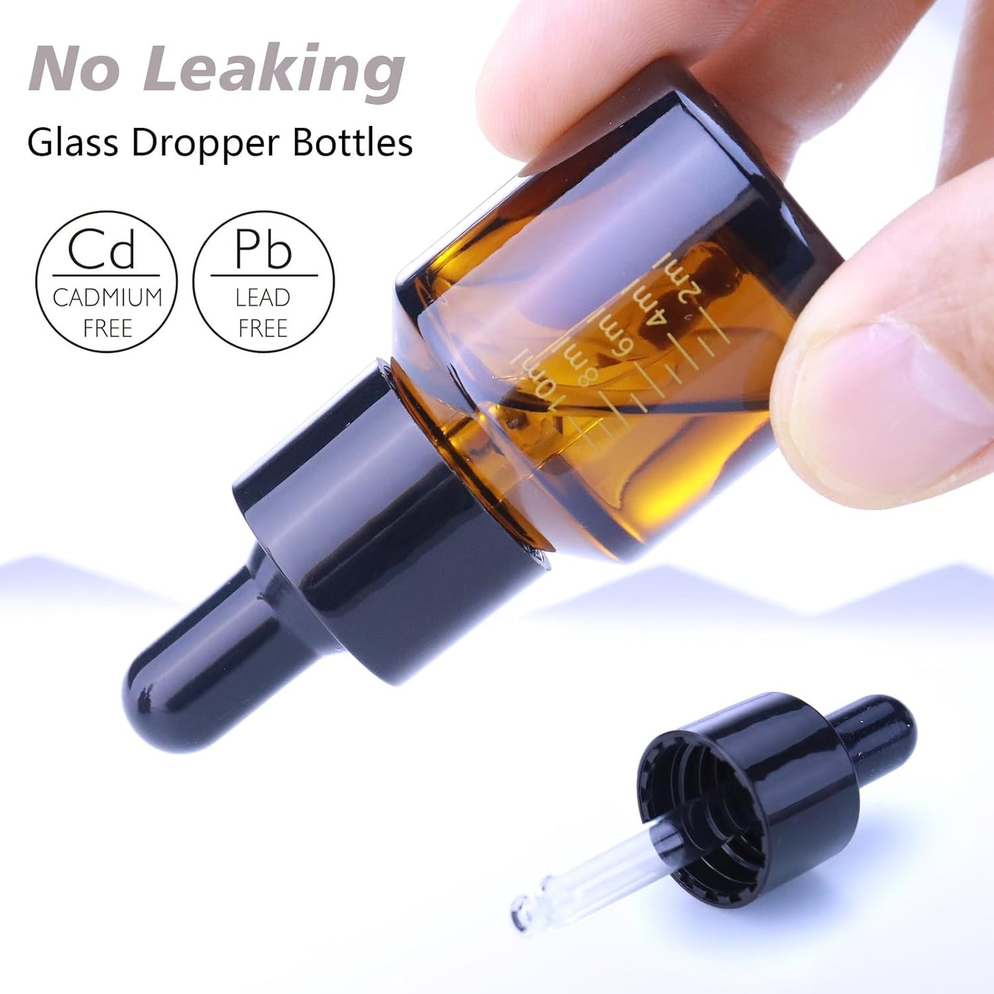15ml Dropper Bottles with Measurement, Glass Essential Oil Jars Amber, 1/2 oz Bottles with Glass Eye Dropper for Essential Oil,Tincture