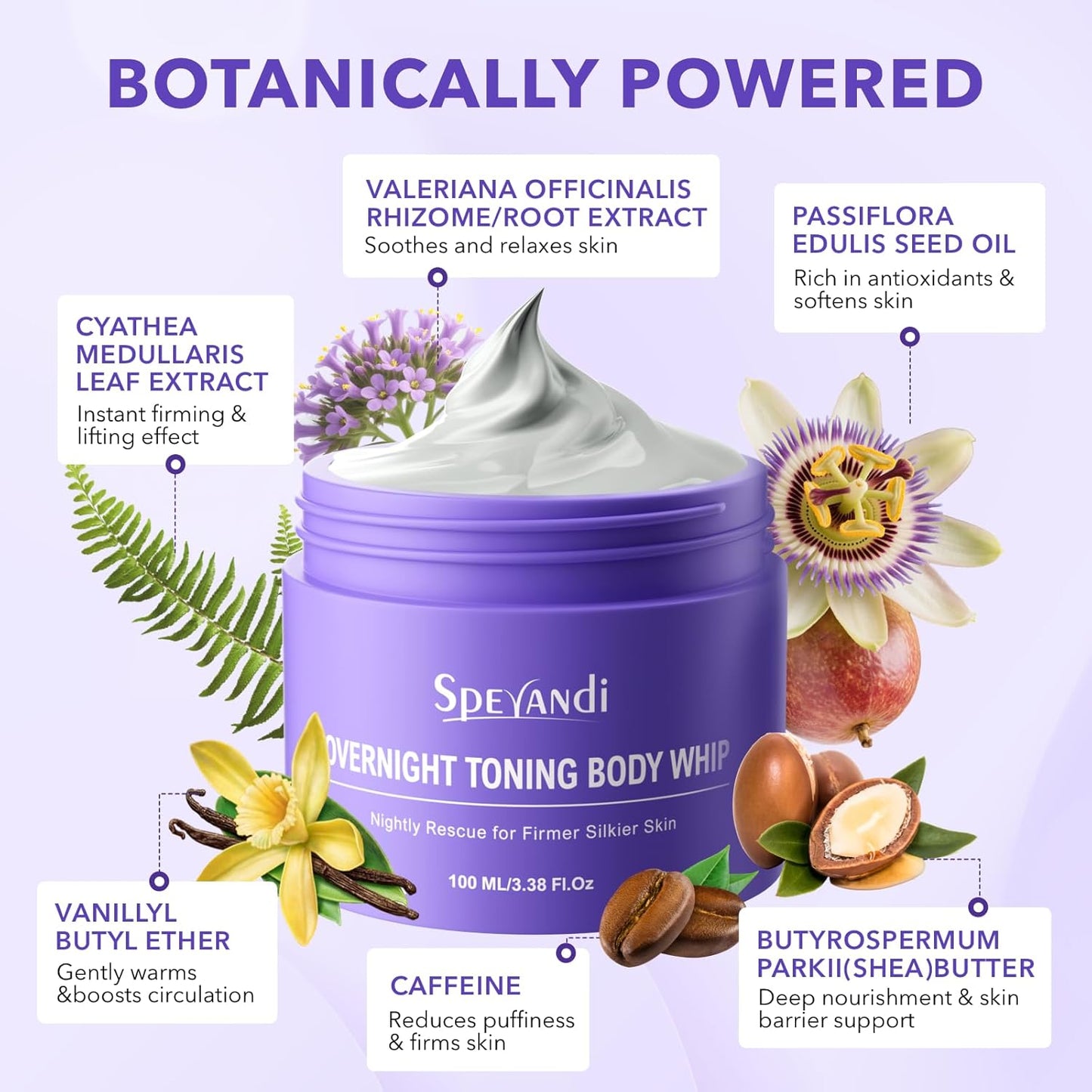 Overnight Toning Whip, Anti-Wrinkle Firming Body Lotion, Smooth & Tight Skin, Helps Target Loose Skin & Stretch Marks Removal on Belly, Thighs & Booty (3.38 OZ)