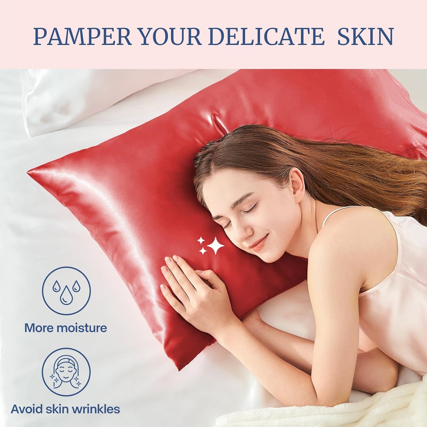 BEDELITE Satin Pillowcase for Hair and Skin, Super Soft Similar to Silk Pillow Cases 4 Pack with Envelope Closure, Cooling Pillowcases for Women Men (20"x30" Queen Size, Baked Apple)