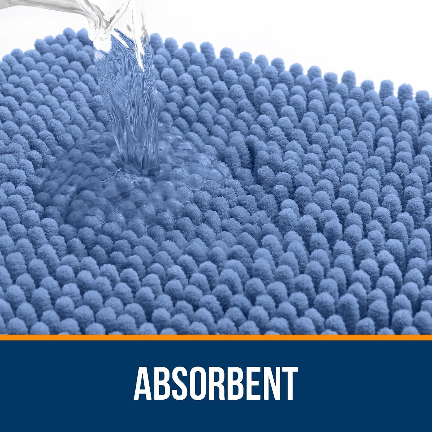 OLANLY Bathroom Rugs 30x20, Extra Soft Absorbent Chenille Bath Rugs, Rubber Backing Quick Dry, Machine Washable Bath Mats for Bathroom Floor, Tub and Shower, Home Decor Accessories, Cornflower Blue