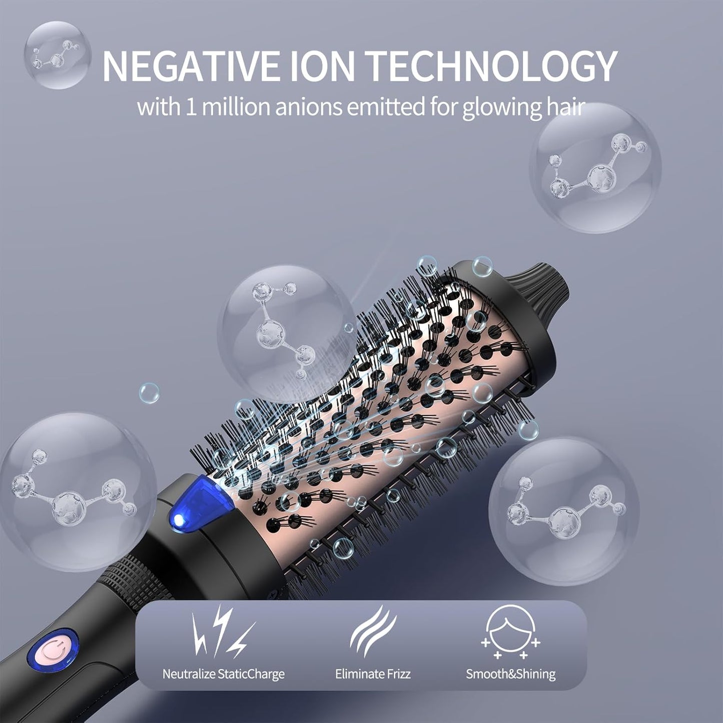 K&K Heated Curling Brush - 1.5 Inch Ceramic Tourmaline Ionic Volumizing Hot Brush for Root Volume & Loose Curls (Black)