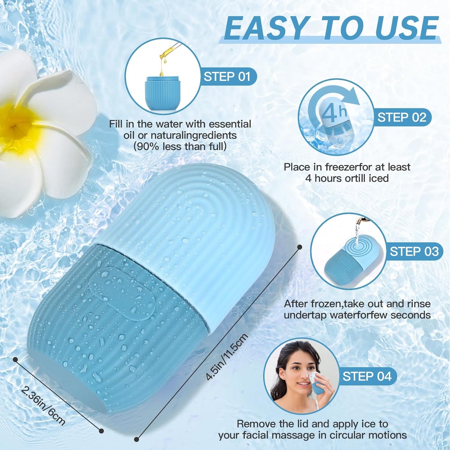 IMEASY Facial Ice Roller & Gua Sha Massager - Ice Cube Mold, Eye & Face Beauty Tool