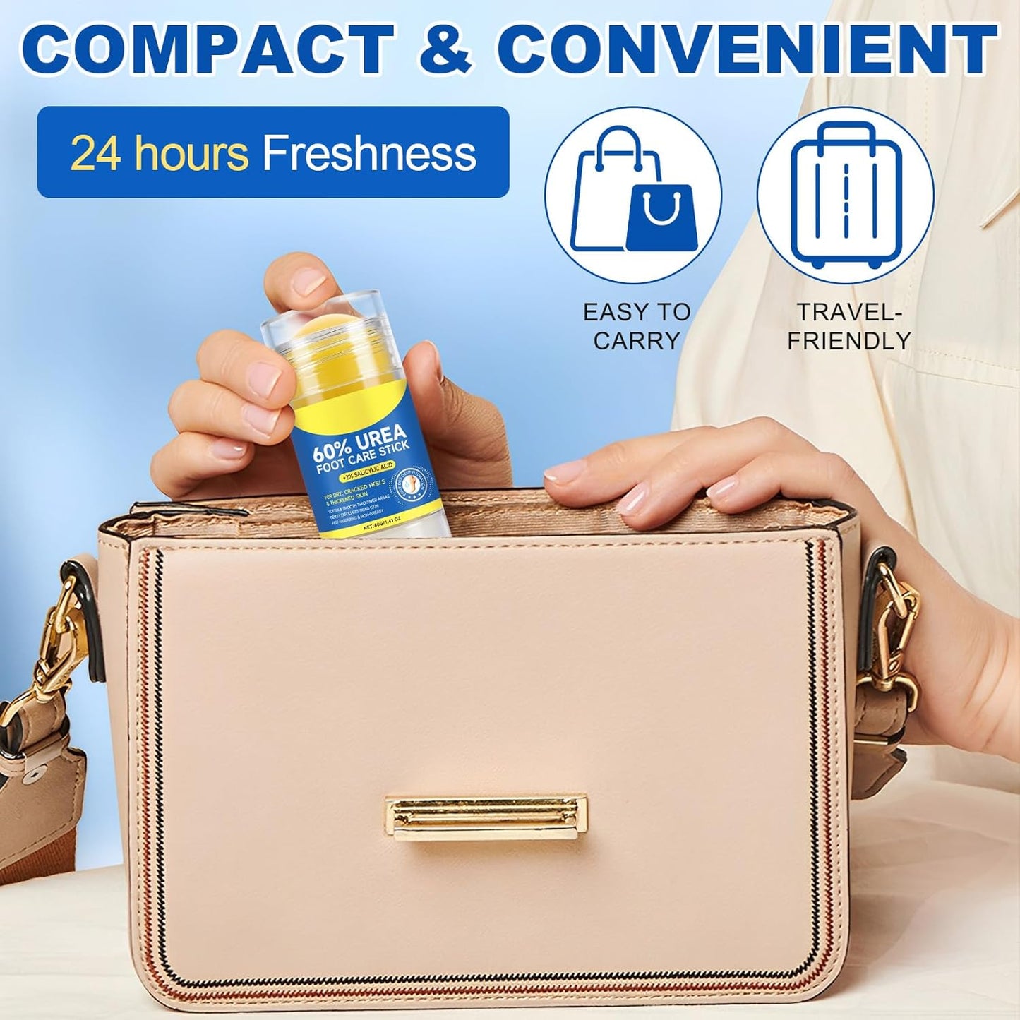 Urea Foot Cream with Salicylic Acid – Heel Stick for Cracked Feet, Repairs Dry Rough Heels Fast, Intensive Moisturizer for Dead Skin, Hydrating Heel Balm with Urea for Smooth -Looking Feet