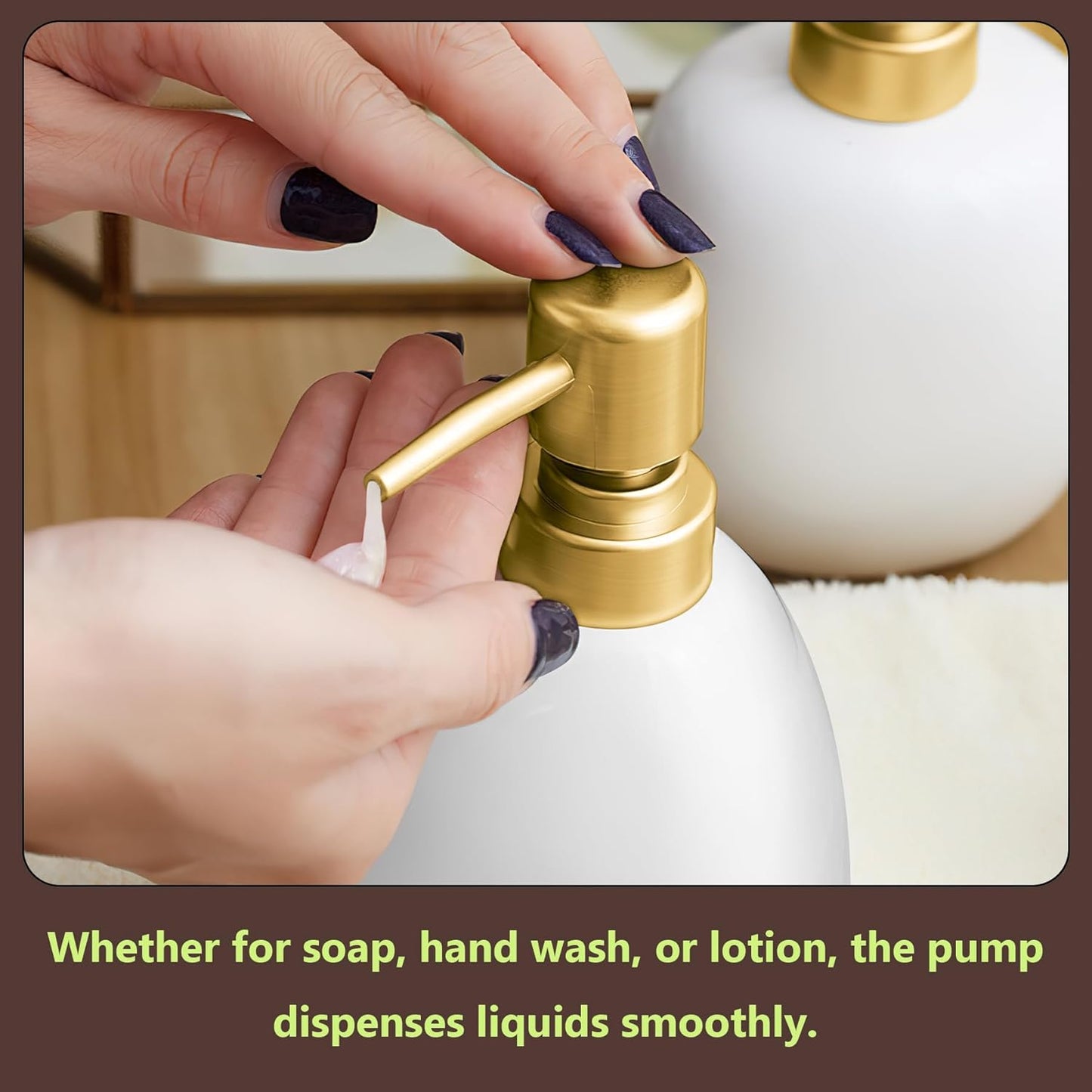 6Pcs Soap Dispenser Pump Head Replacement Set,Reusable Hand Soap Dispenser Top for Bathroom,Kithen Worktop Bottles, Standard Diameter 28/400 Neck Size (6, Gold)