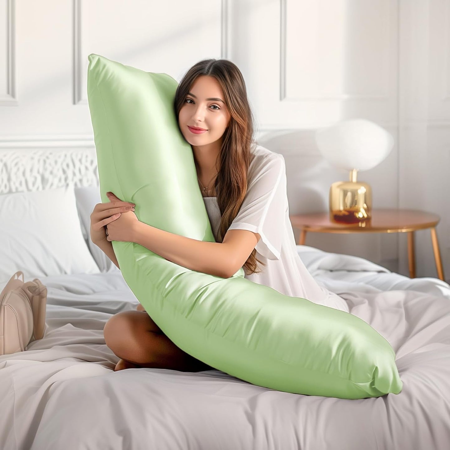 BEDELITE Satin Body Pillow Cover 2 Pack, Super Soft and Cooling Body Pillow Pillowcase for Hair and Skin, Breathable Silky Full Long Pillowcase Cover(20"x54", Gleam)