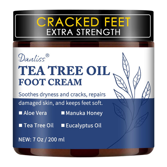 Tea Tree Oil Foot Cream Unscented with Eucalyptus Oil, Manuka Honey Natural for Feet Balm Moisturizing Instantly Hydrates & Soothes Irritated Skin & Athletes Foot Repair & Callus Remover 7 Oz