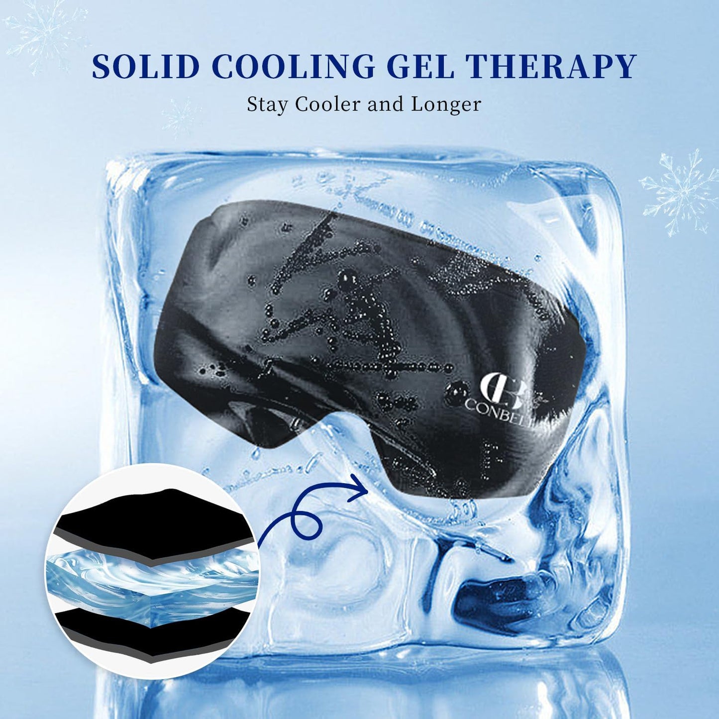 Cooling Eye Mask for Puffy Eyes, Gel Eye Mask, Cold Compress for Puffiness, Migraines, Headache, Dark Circles, Reusable, Flexible, Cooling Sleep Mask Long-Lasting Comfort for Men Women