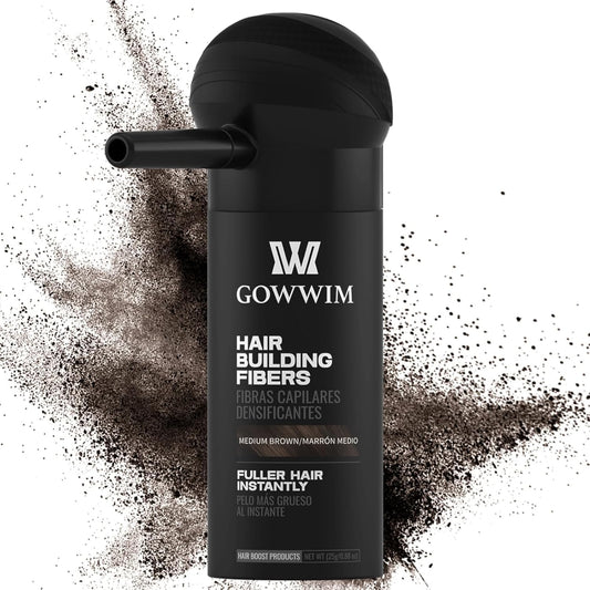 gowwim Hair Fibers with Spray Applicator Pump 2-in-1 Kit for Thinning Hair, Naturally Thickening Spray Fibers Waterproof Long-Lasting Grey Coverage Touch up for Bald Spot Cover up for Women & Men