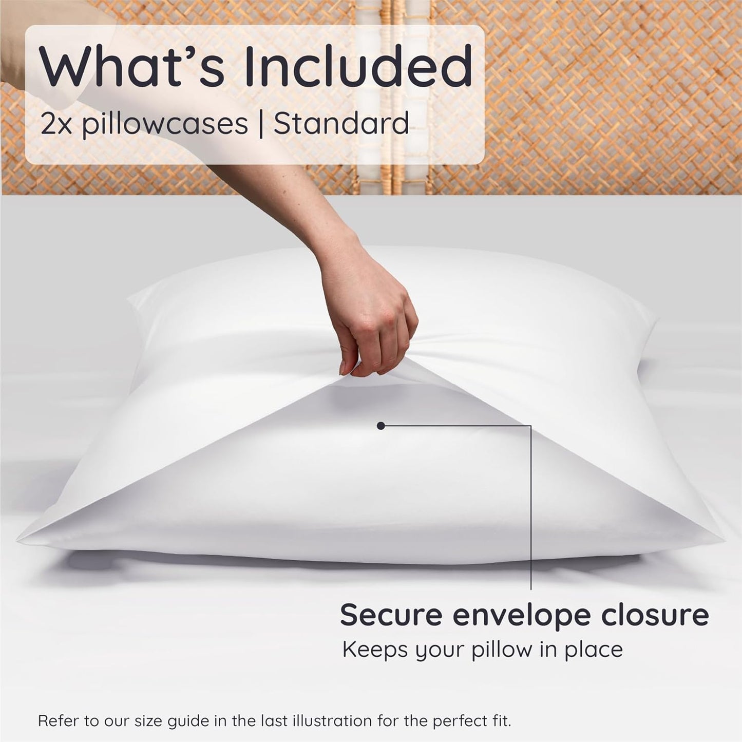 Bambaw 100% Viscose Derived from Bamboo Pillowcase Standard Size – Set of 2 Cooling Pillow Cases Standard Size, Breathable & Anti Acne Pillow Case, Cooling Pillow Cover with Envelope Closure (White)