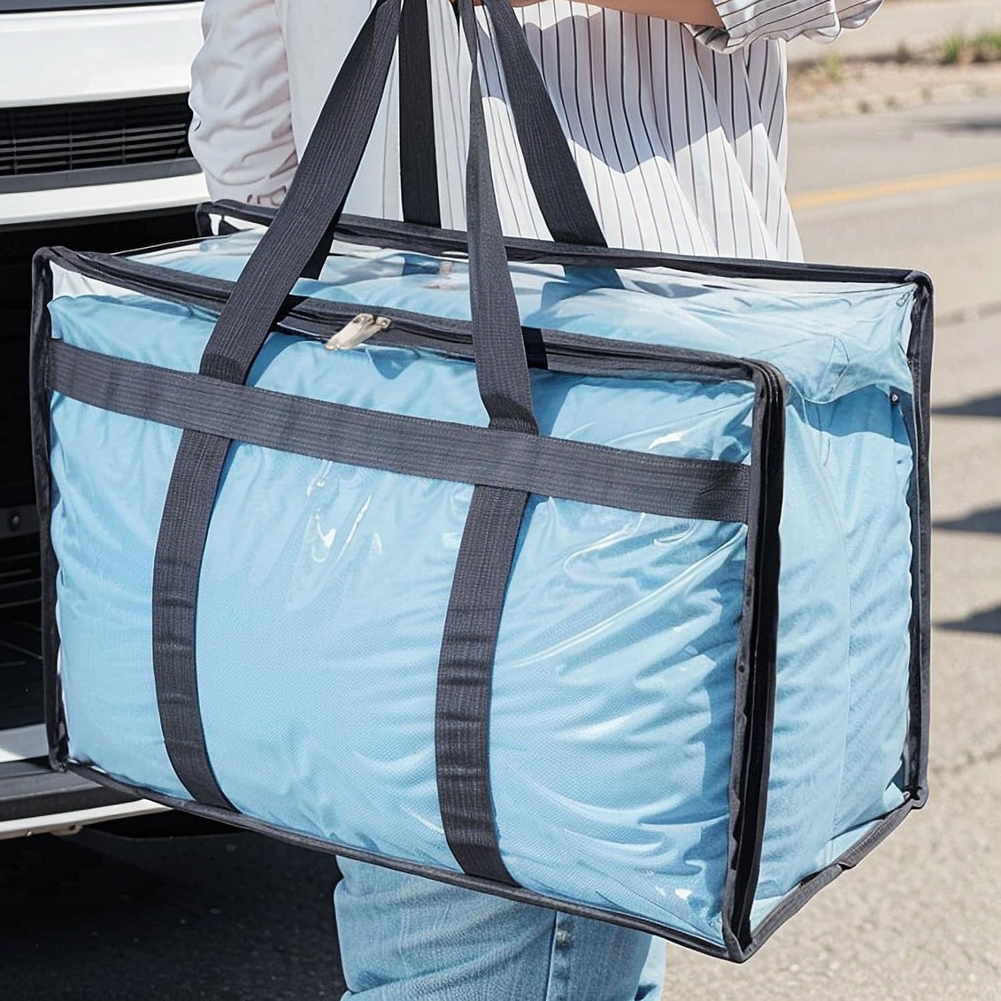 110L Large Capacity Clear Storage Bags with Zipper for Comforters, Blankets, Bedding, Quilts, Pillows – Plastic Storage Bags for Organizing Seasonal Clothes and Household Items