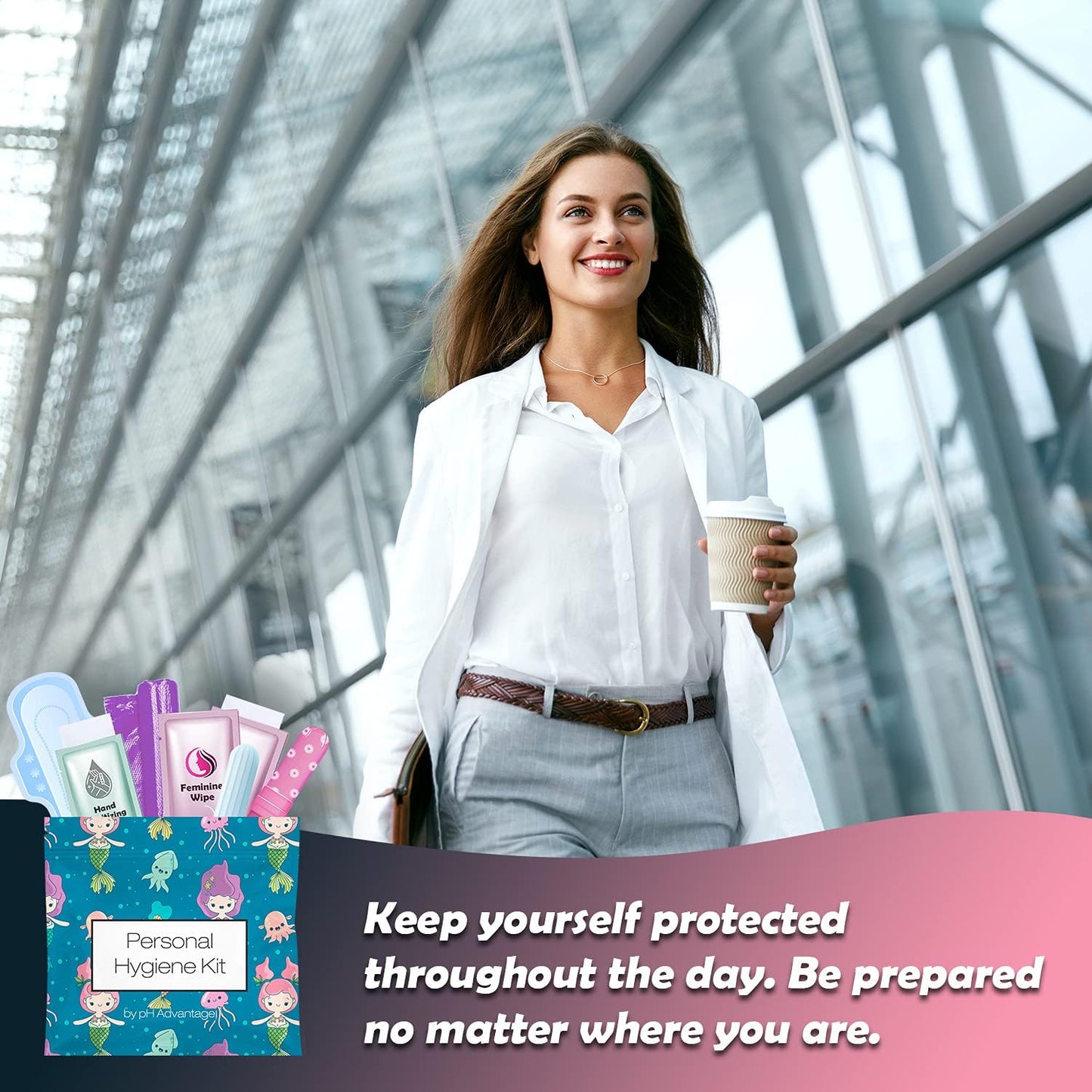 Menstrual Kit All-in-One 10 Pack | Convenience on The Go | Period Kit Pack for Travelling, Tweens & Teenager | Individually Wrapped Feminine Hygiene Product (Under The Sea)