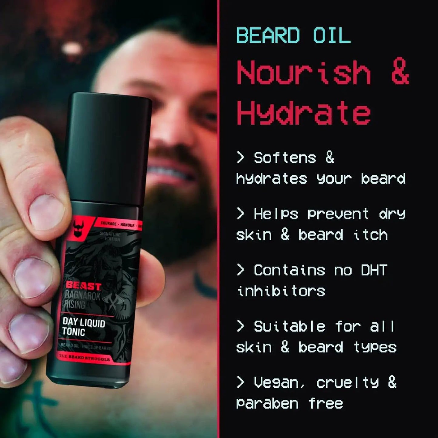 The Beard Struggle The Beast Line Beard Oil for Men Ragnarok Rising Eddie Hall Beast Line - Signature Edition - Day Liquid Tonic Beard Growth Oil - Beast Collection 1 fl oz