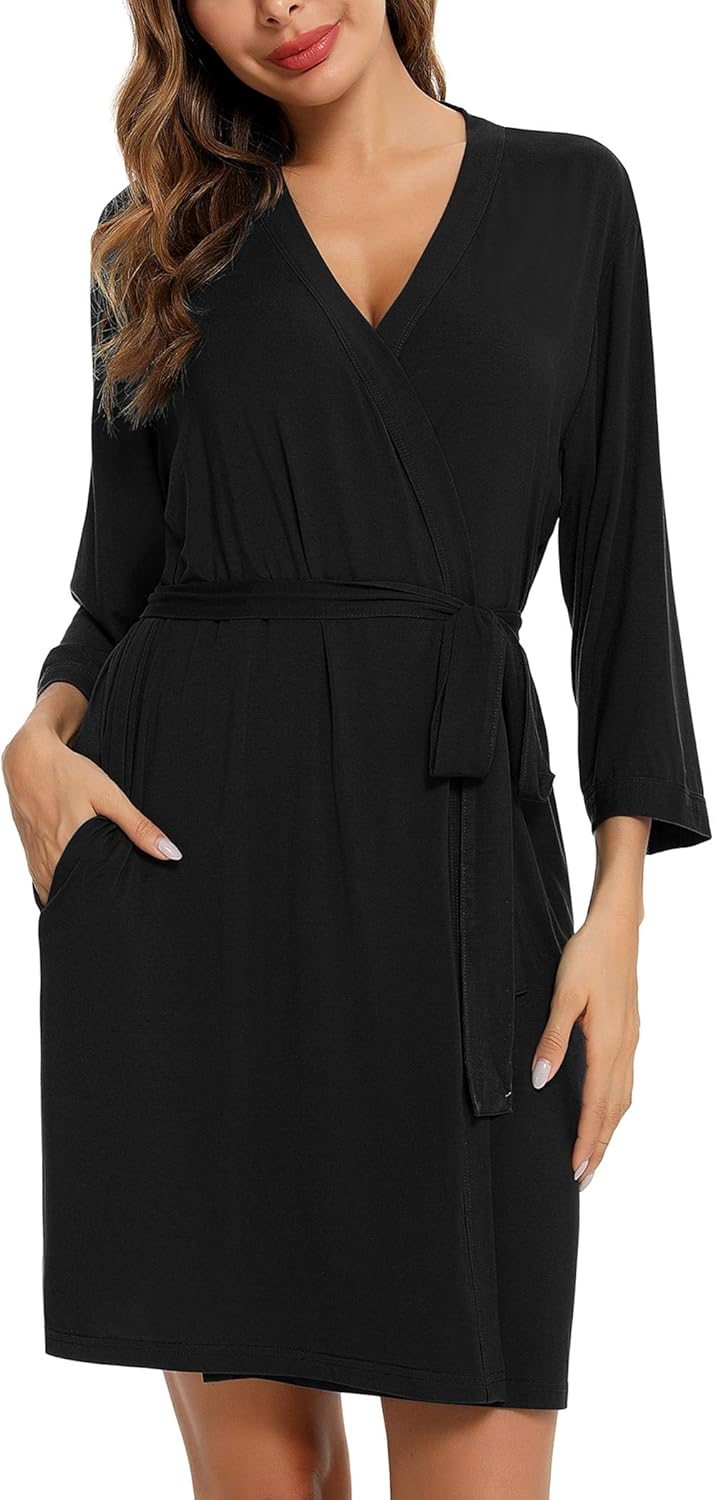 Samring Women's Lightweight Robe Soft Kimono Robes Short Bathrobe for Women Sleepwear