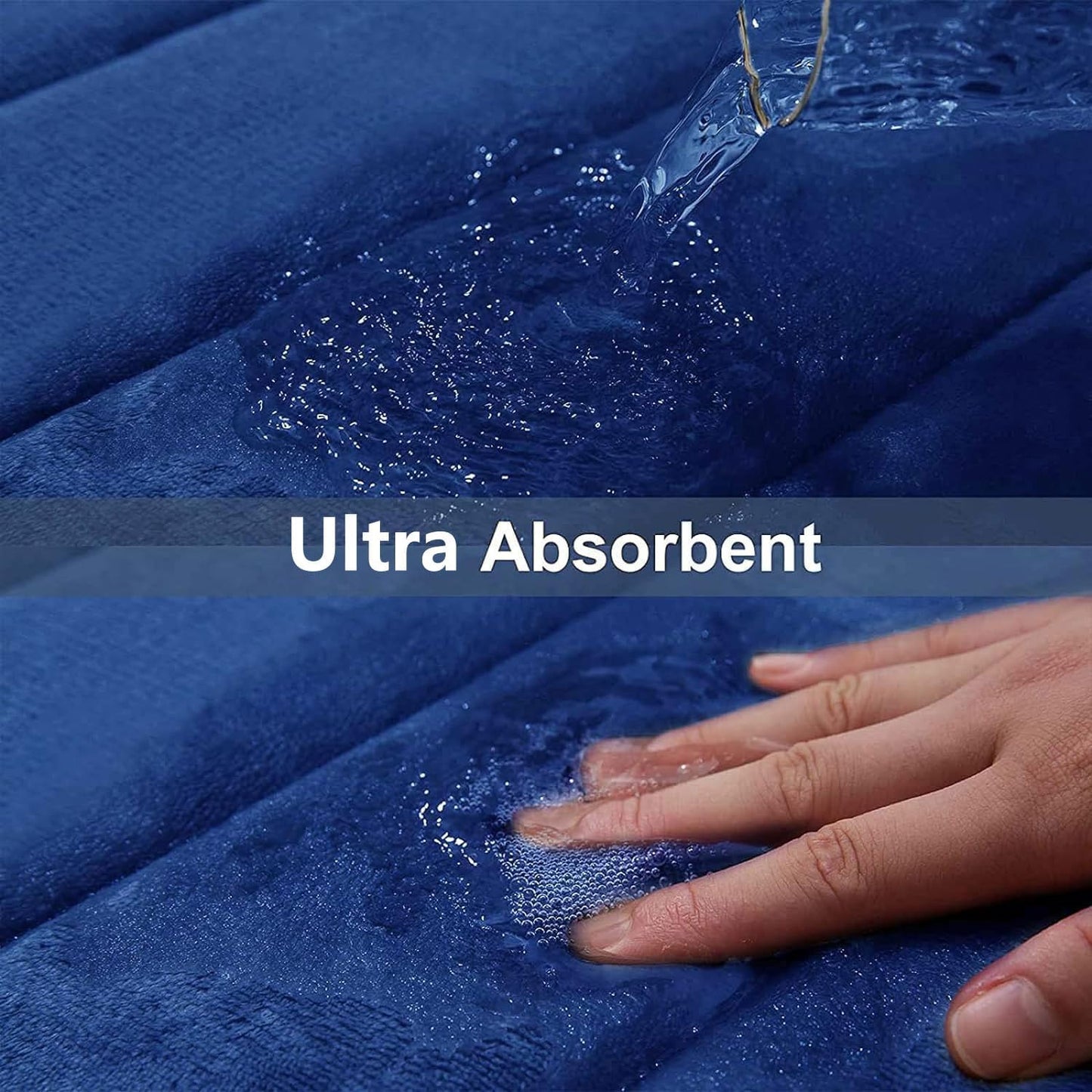 Buganda Memory Foam Bath Mat, 34" x 20", Ultra Soft and Non-Slip Bathroom Rugs, Water Absorbent and Machine Washable Bath Rug for Bathroom, Shower, and Tub, Navy Blue