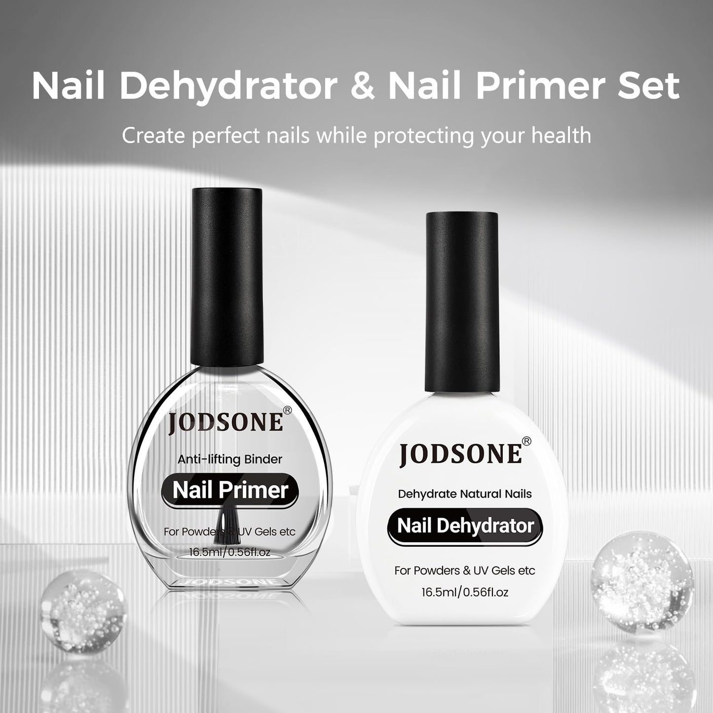 JODSONE 2Pcs 16.5ml Nail Dehydrate And Nail Primer For U V Gels Superior Bonding Professional Salons Set DIY Art Design Long Lasting Gift