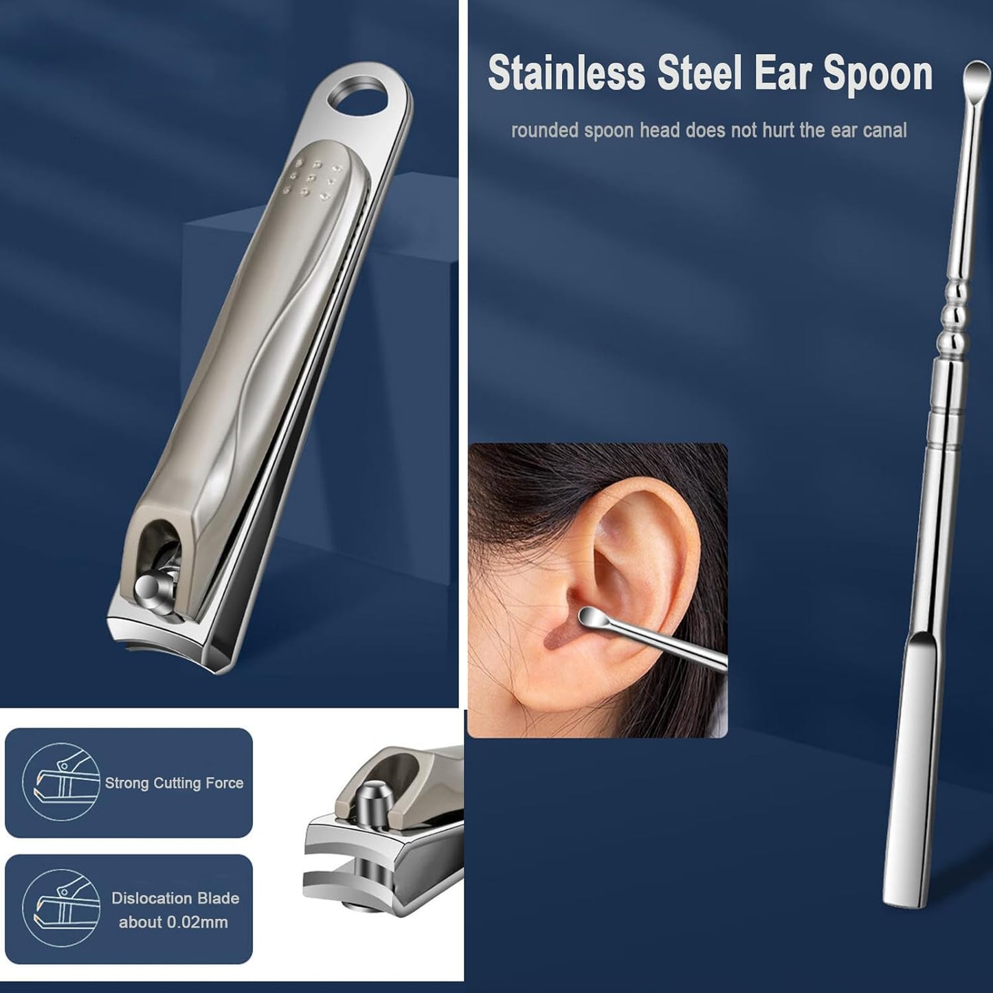 Manicure Set,Professional Nail Care Manicure Pedicure Kit,11 in 1 Stainless Steel Nail Clipper Set Grooming Tool with Exquisite Leather Travel Case for Men&Women