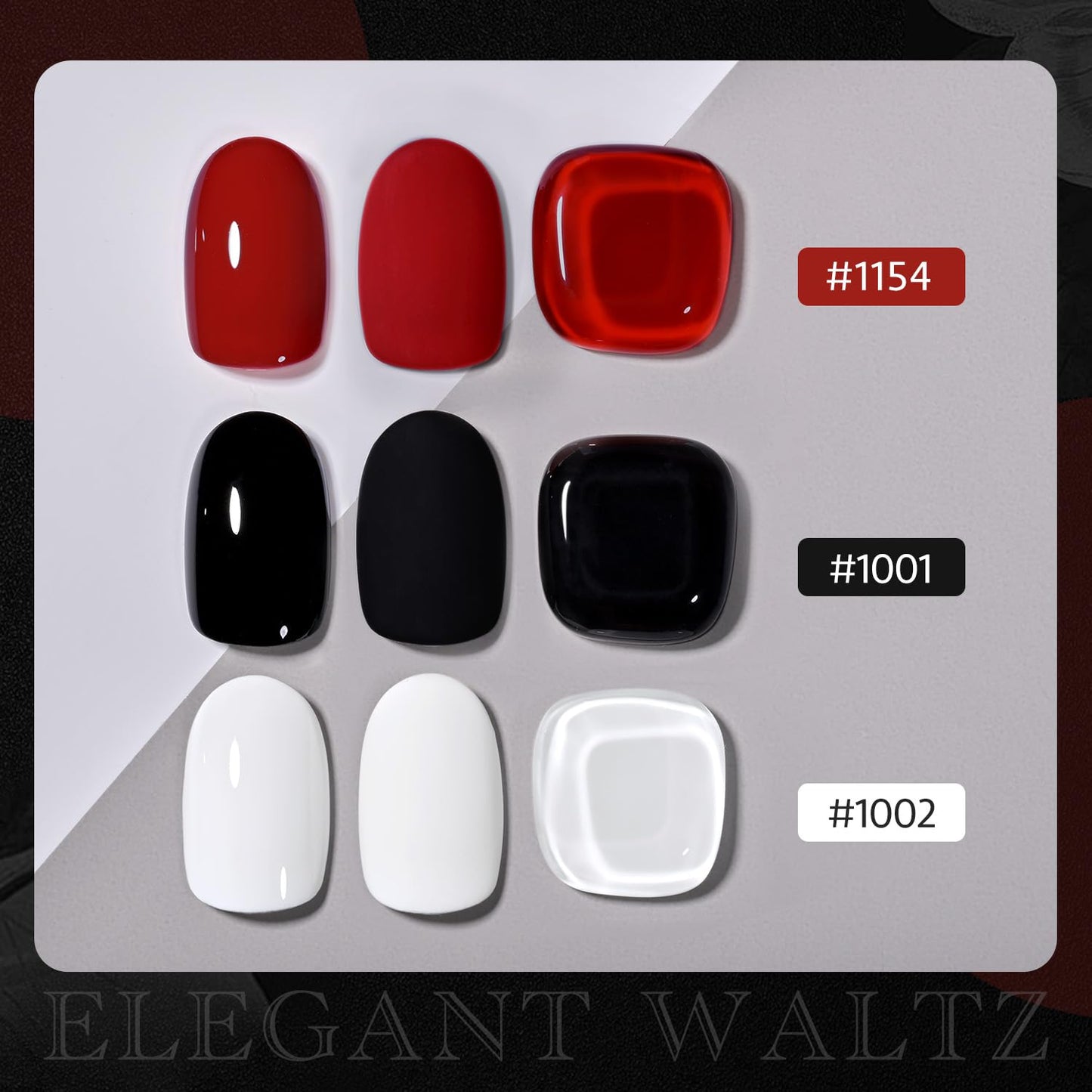 GAOY Gel Nail Polish Kit, 3 Colors 16ml White Red Black, Soak Off UV Gel Polish Set - Elegant Waltz