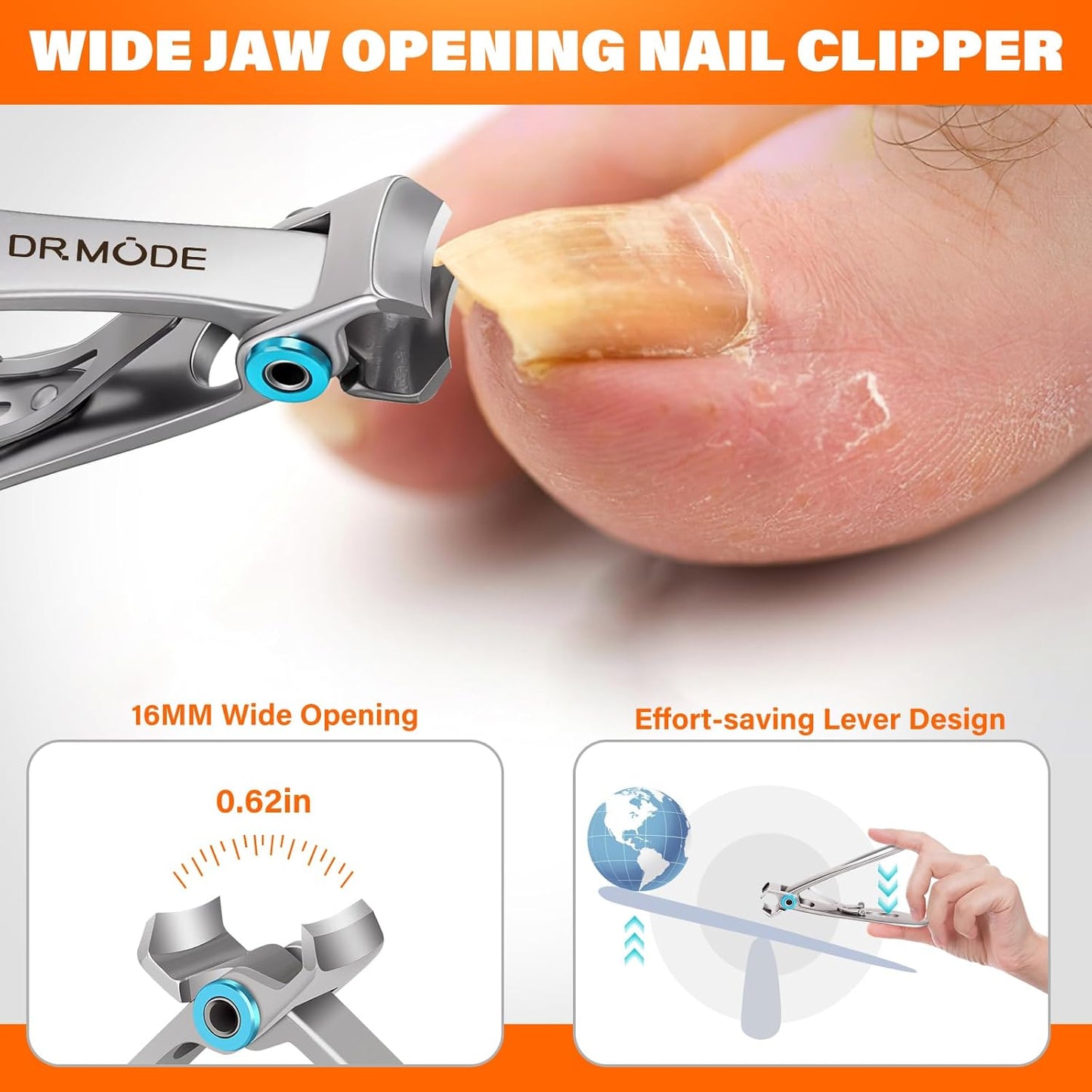 Toenail Clippers for Seniors Thick Toenails, Large Toe Nail Clippers for Men Thick Nails with Wide Opening, Sharp Heavy Duty Ingrown Toenail Clippers Nail Cutter Long Handle with Slanted Curved Blade