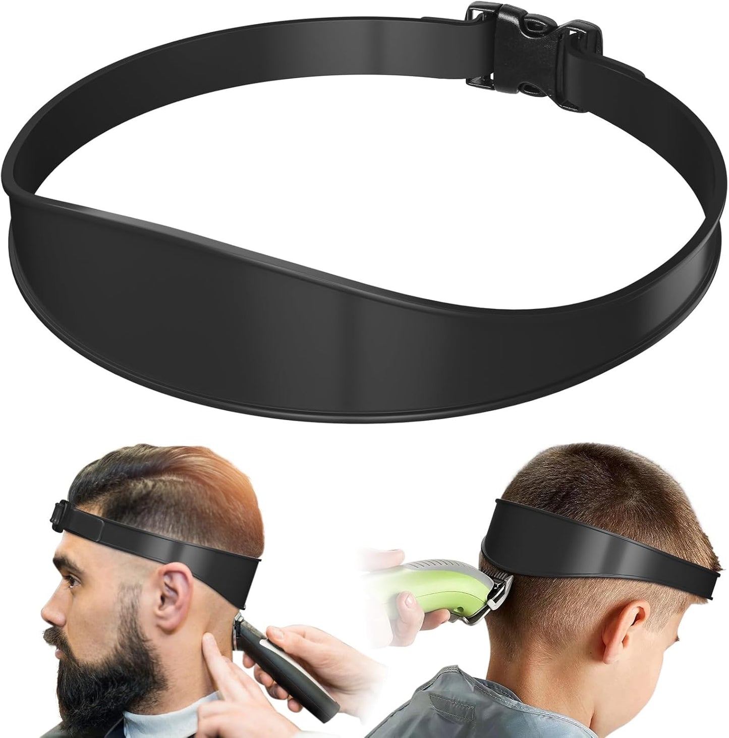 Neckline Shaving Template and Adjustable Hair Trimming Guide,DIY Self Haircutting System, Shaving and Keeping a Clean and Straight Neck Hairline,Easy Use Tool Soft Portable (Black)